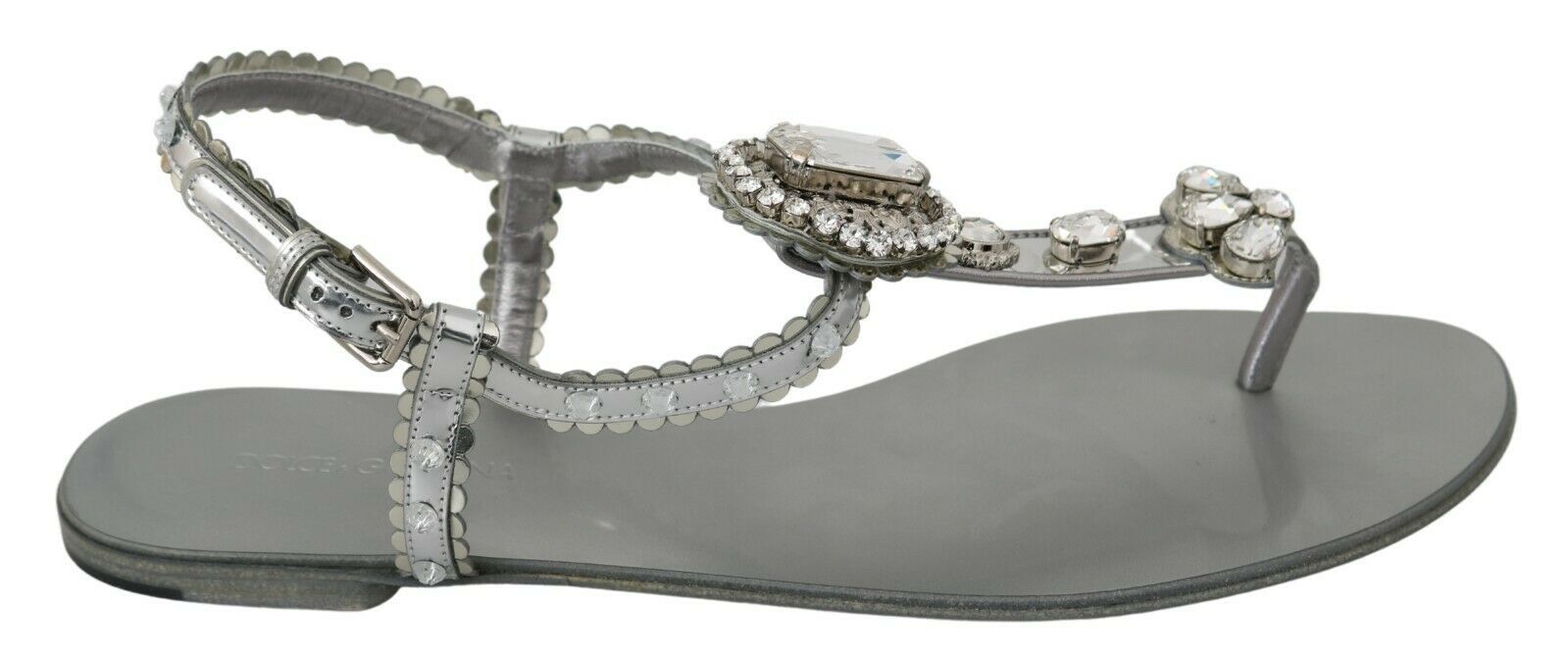 Dolce & Gabbana Silver Crystal Sandals Flip Flops Shoes Dolce & Gabbana