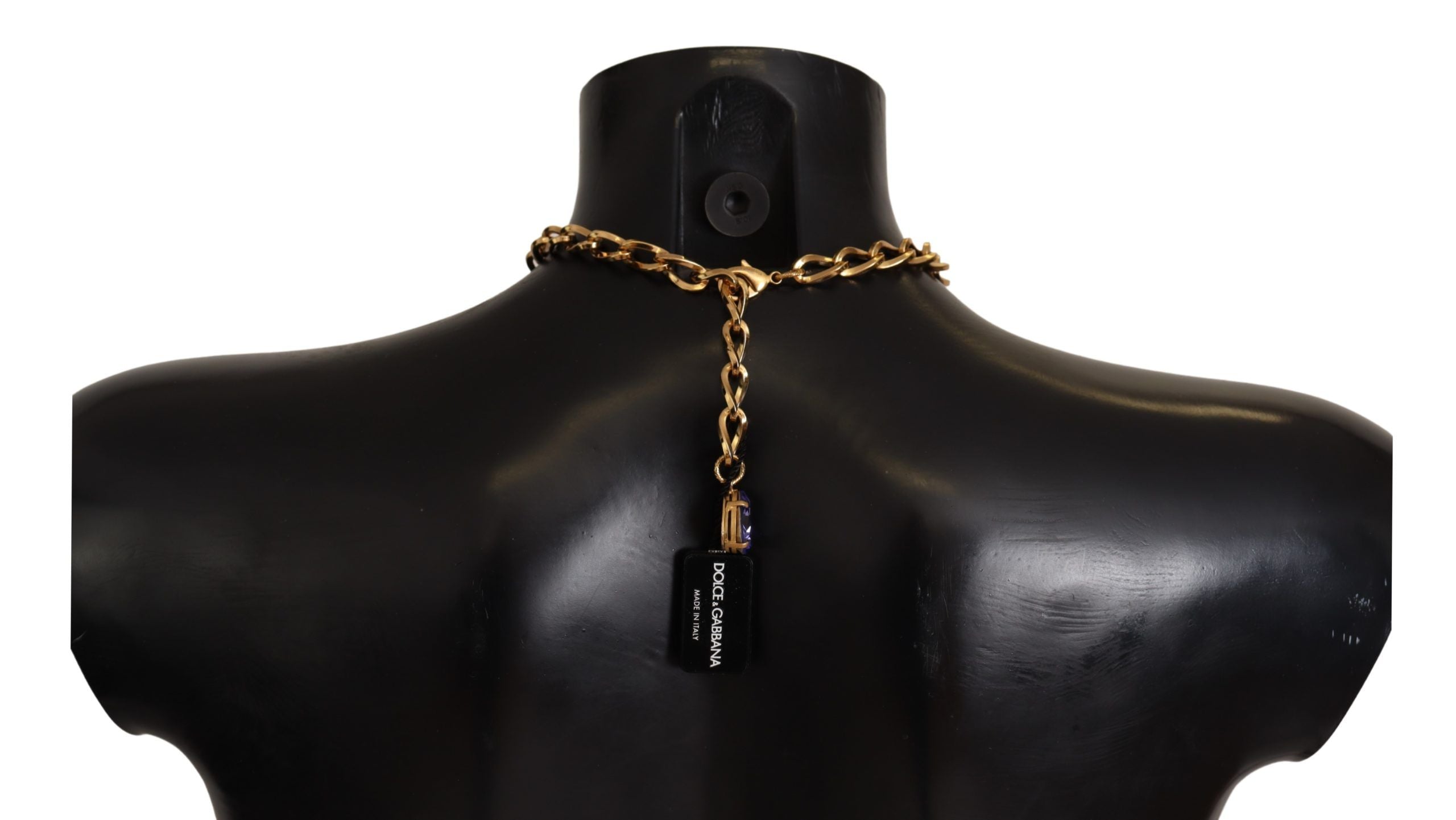 Dolce & Gabbana Gold Brass Crystal Purple Pink Pearl Pendants Necklace Dolce & Gabbana