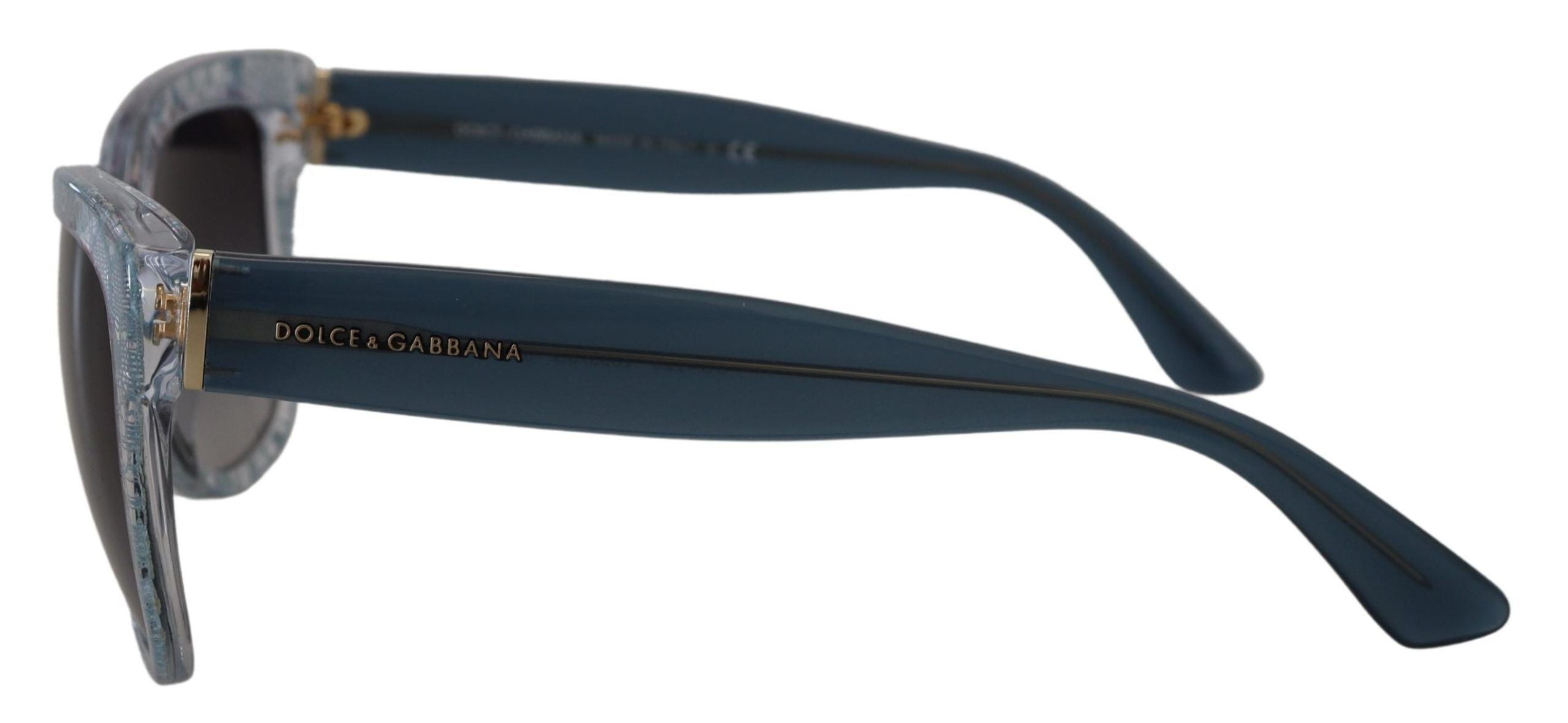 Dolce & Gabbana Blue Lace Acetate Rectangle Shades DG4226 Sunglasses Dolce & Gabbana
