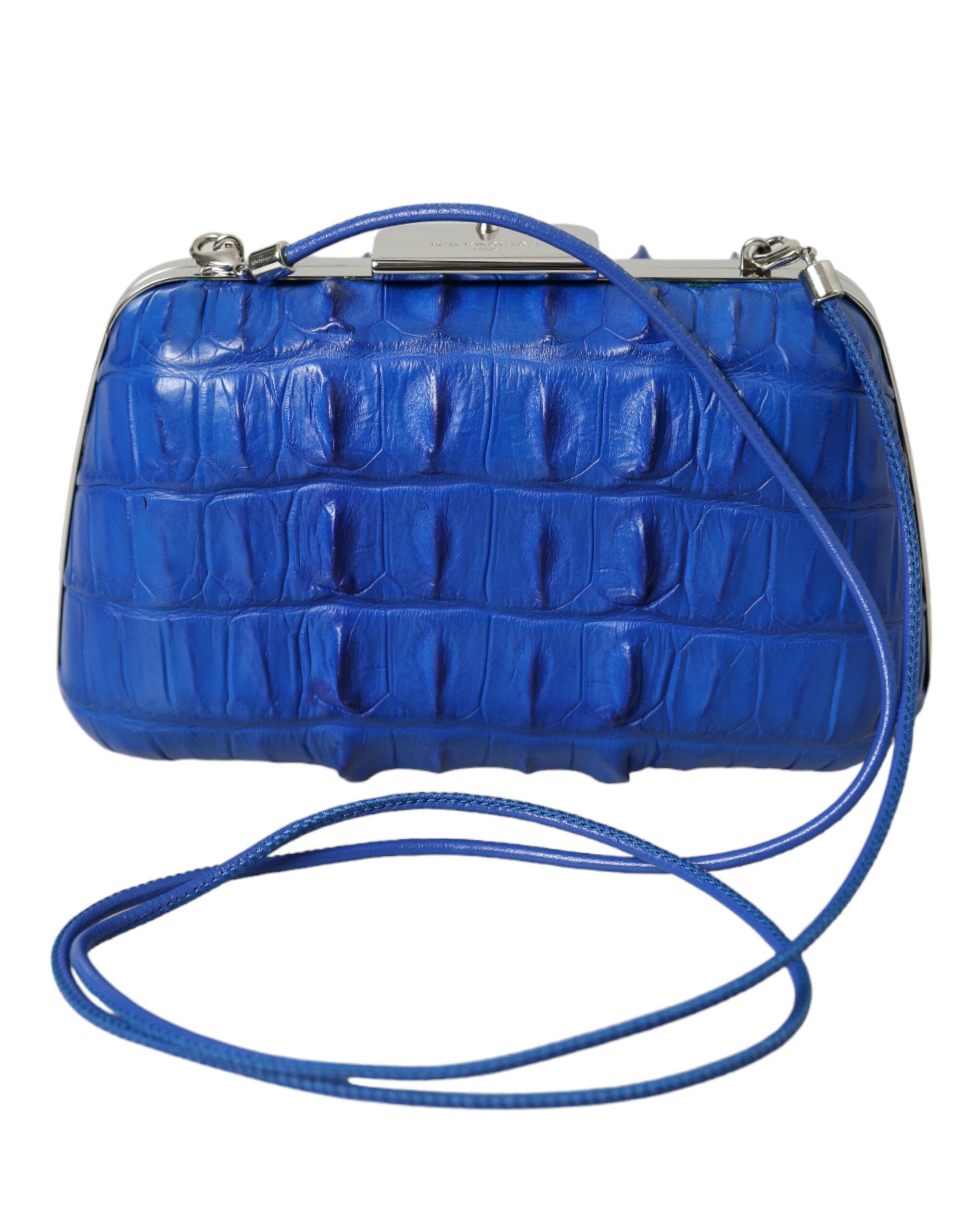 Balenciaga Blue Exotic Skin Leather Shoulder Crossbody Box Clutch Bag Balenciaga