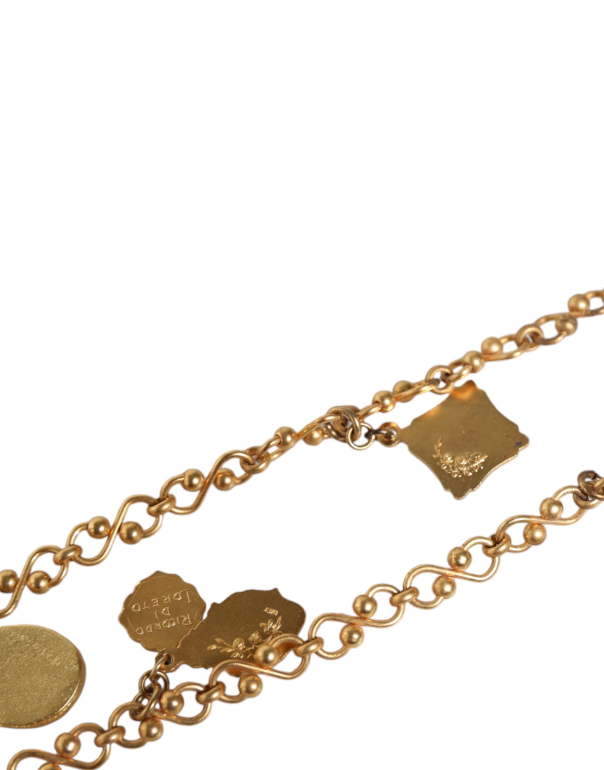 Dolce & Gabbana Gold Tone Brass Chain Religious Cross Pendant Necklace Dolce & Gabbana