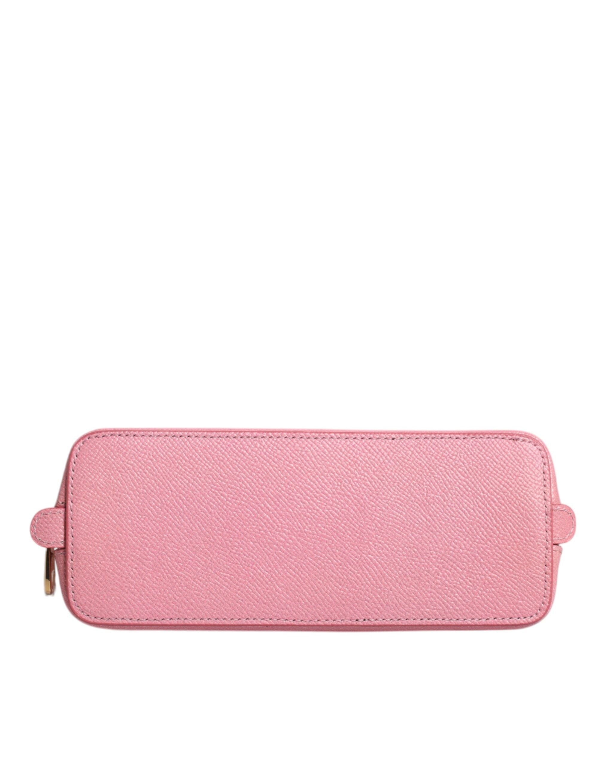 Dolce & Gabbana Pink Leather DG Logo Zip Around Hand Purse Pouch Wallet Dolce & Gabbana