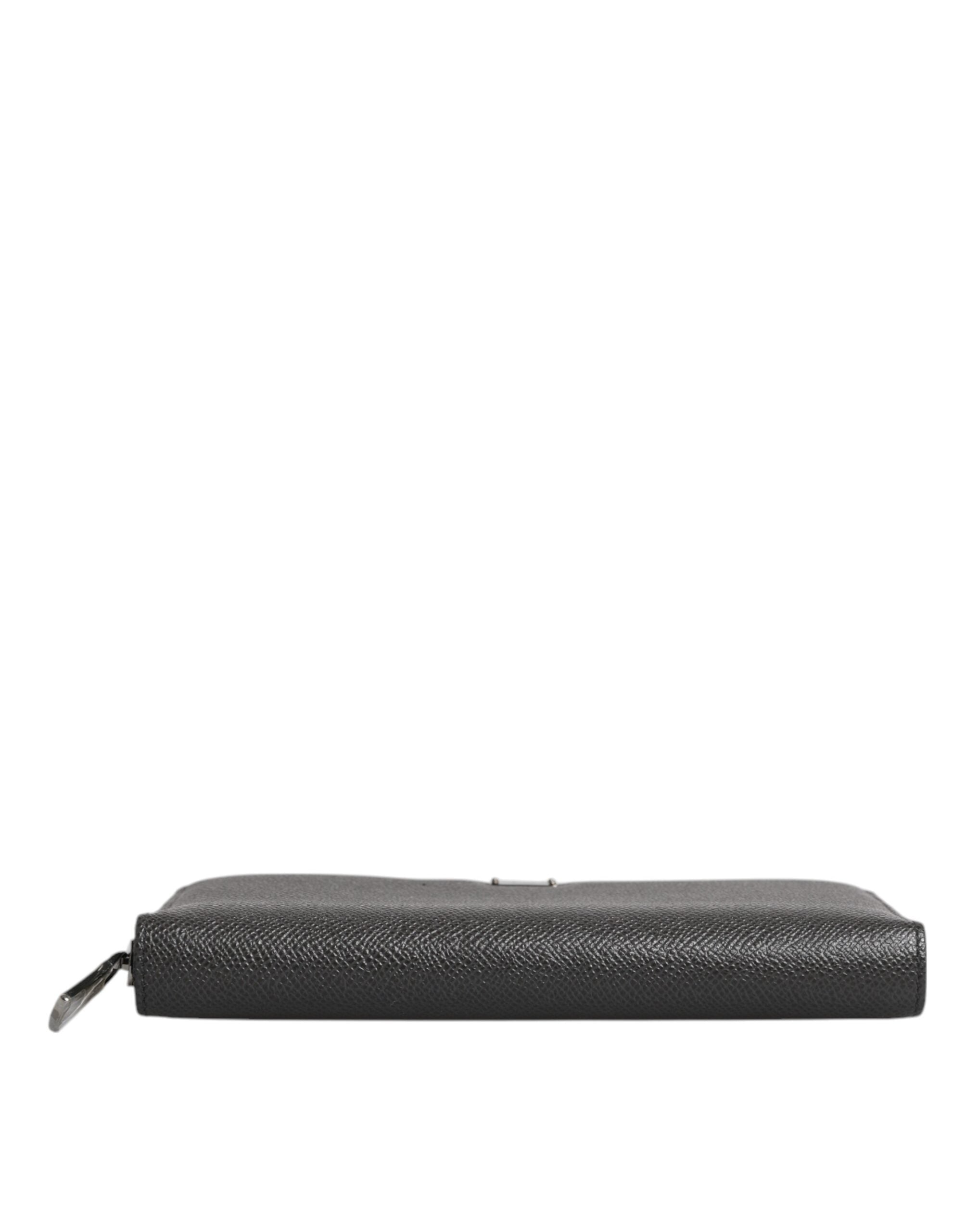 Dolce & Gabbana Dark Gray Leather DG Logo Zip Around Continental Wallet Dolce & Gabbana