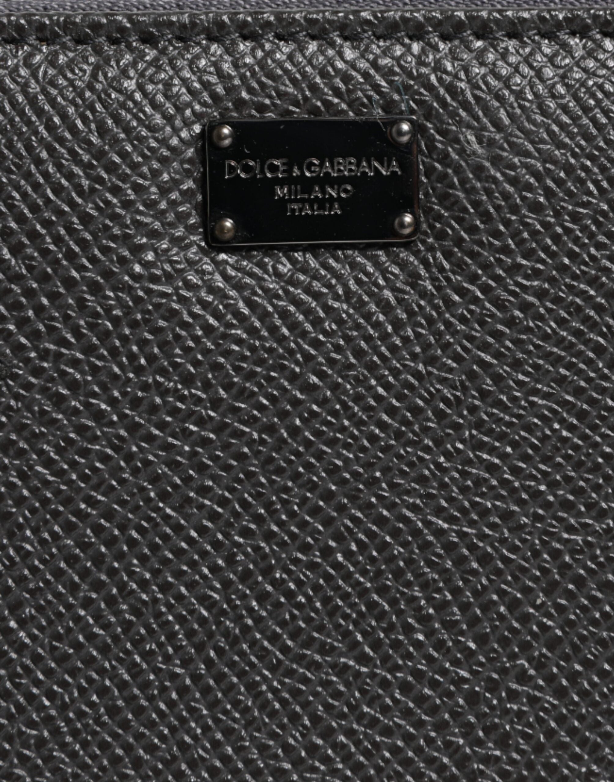 Dolce & Gabbana Dark Gray Leather DG Logo Zip Around Continental Wallet Dolce & Gabbana