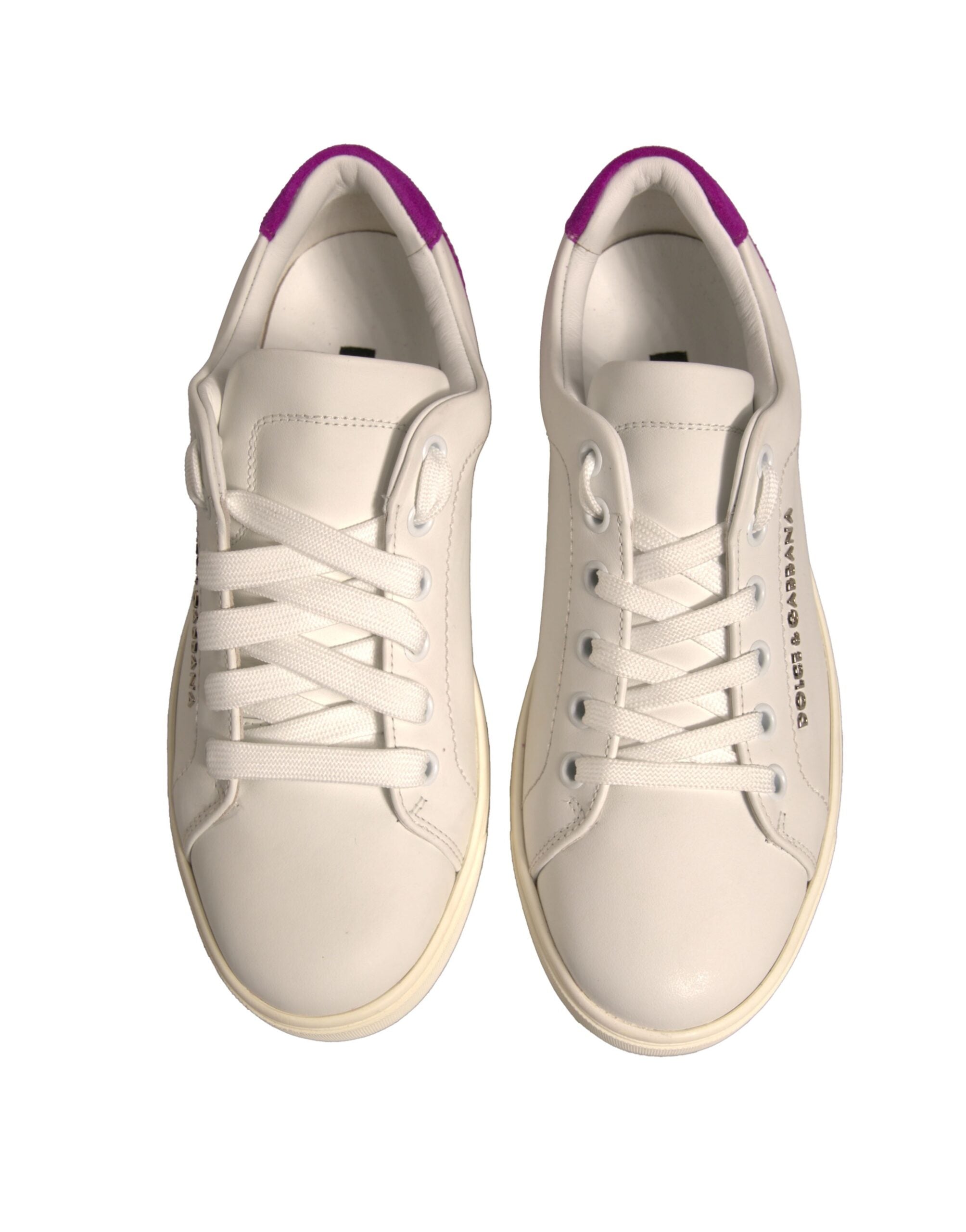 Dolce & Gabbana White Suede Leather Low Top Sneakers Shoes Dolce & Gabbana