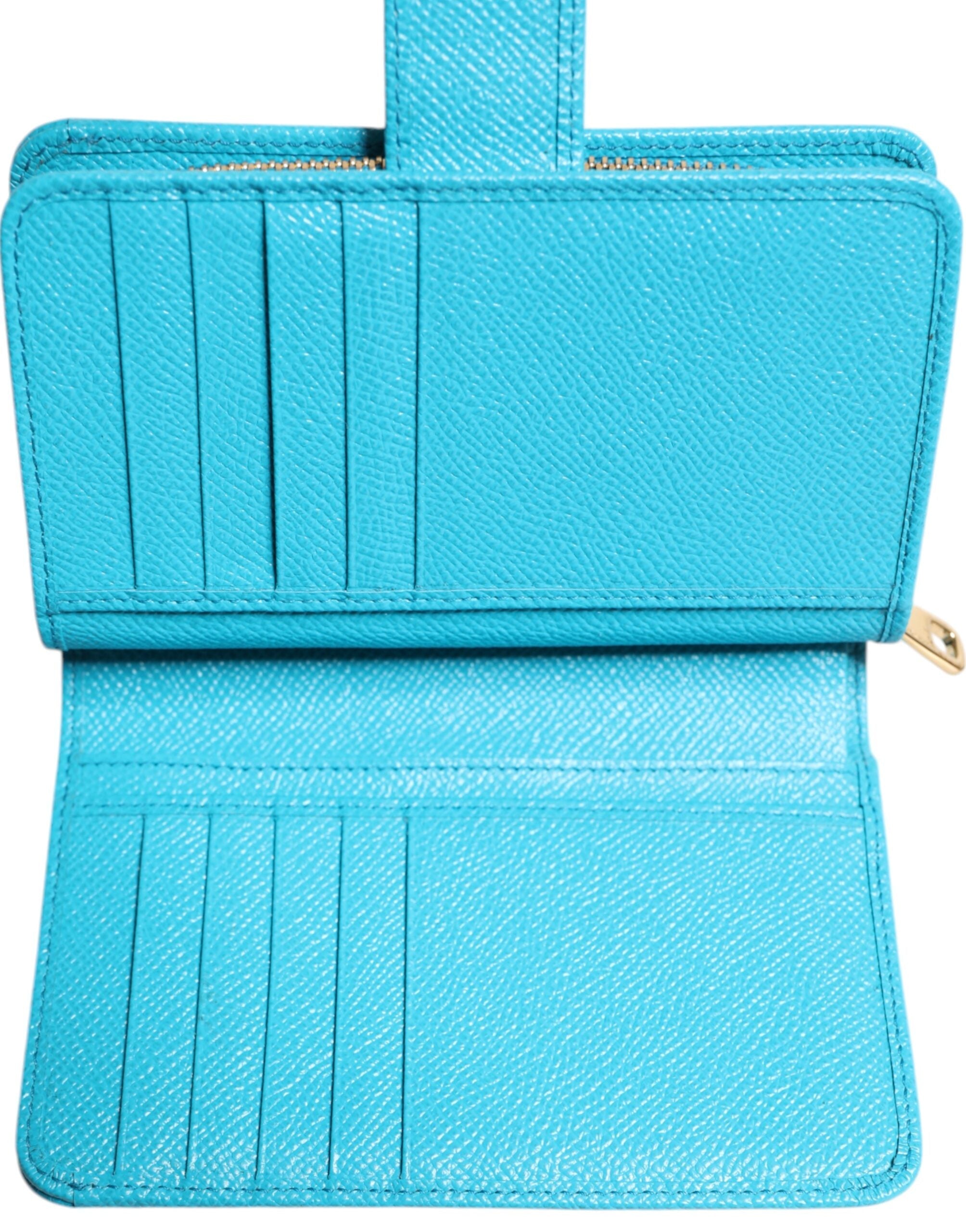 Dolce & Gabbana Light Blue Leather Bifold Continental Clutch Wallet Dolce & Gabbana