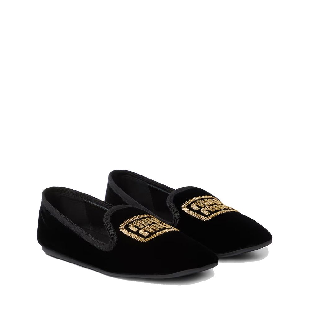 Miu Miu Logo Velvet Flats Miu Miu