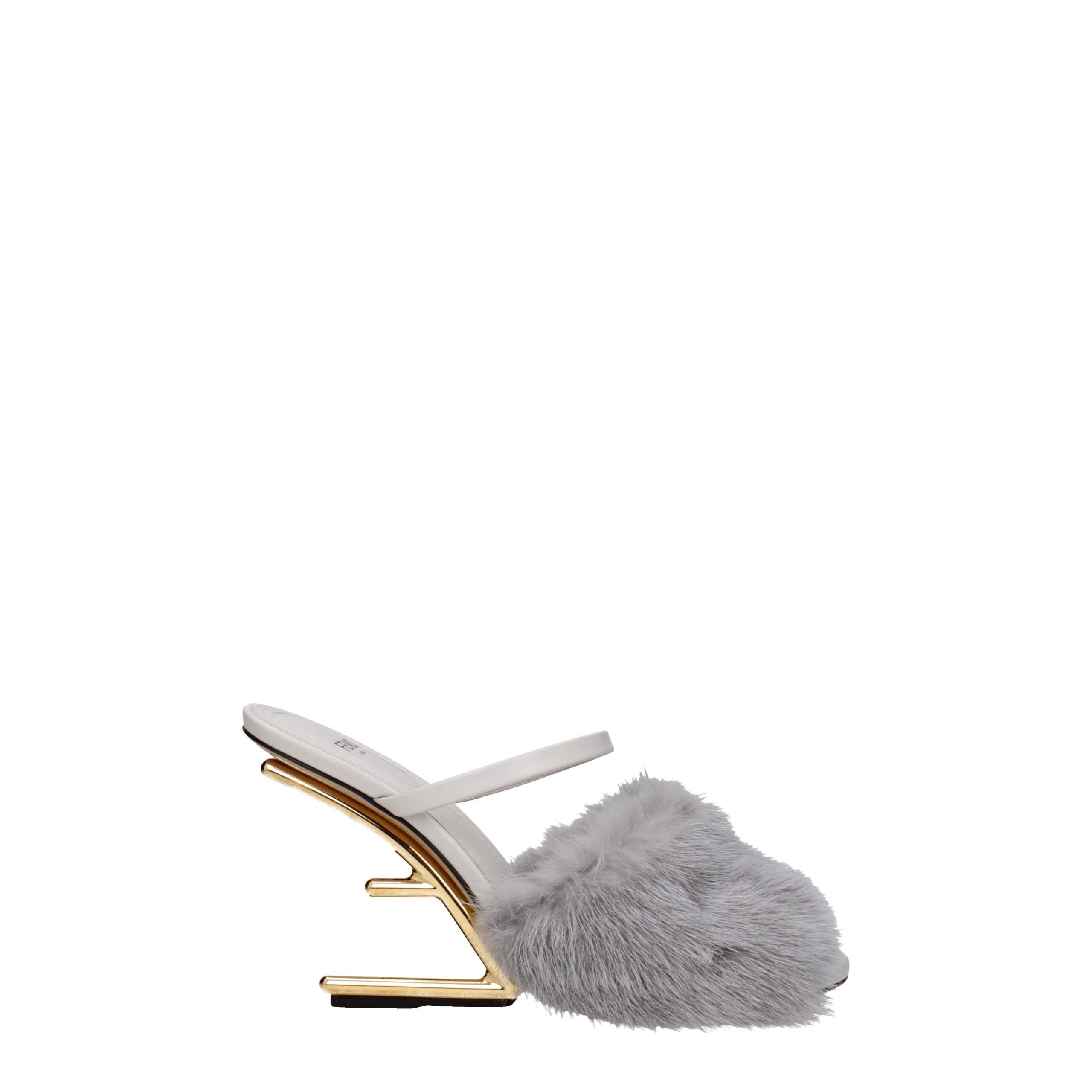 Fendi Gray Mink Slippers Fendi