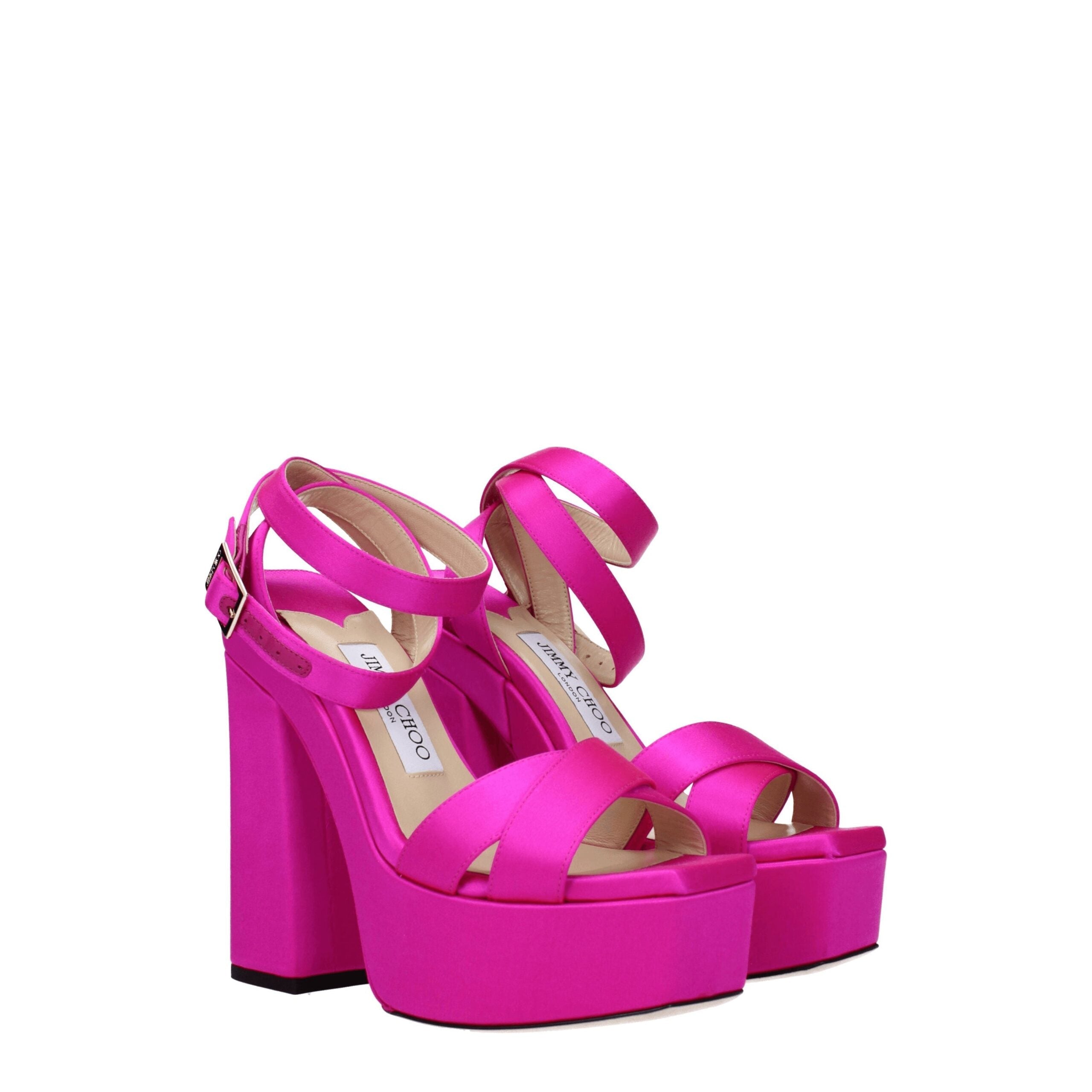 Jimmy Choo Pink Satin Platform Sandals Jimmy Choo