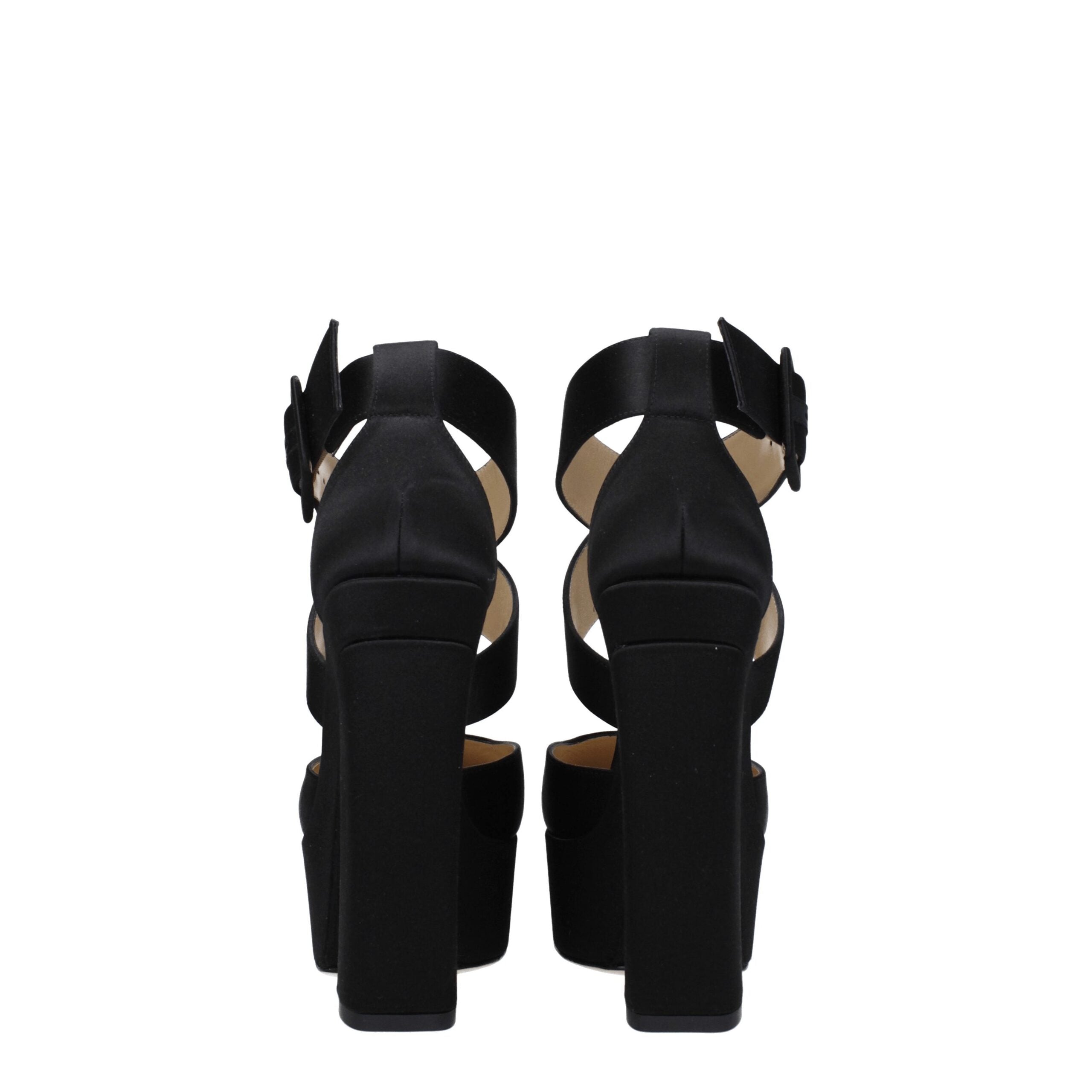 Jimmy Choo Black Satin Platform Sandals Jimmy Choo