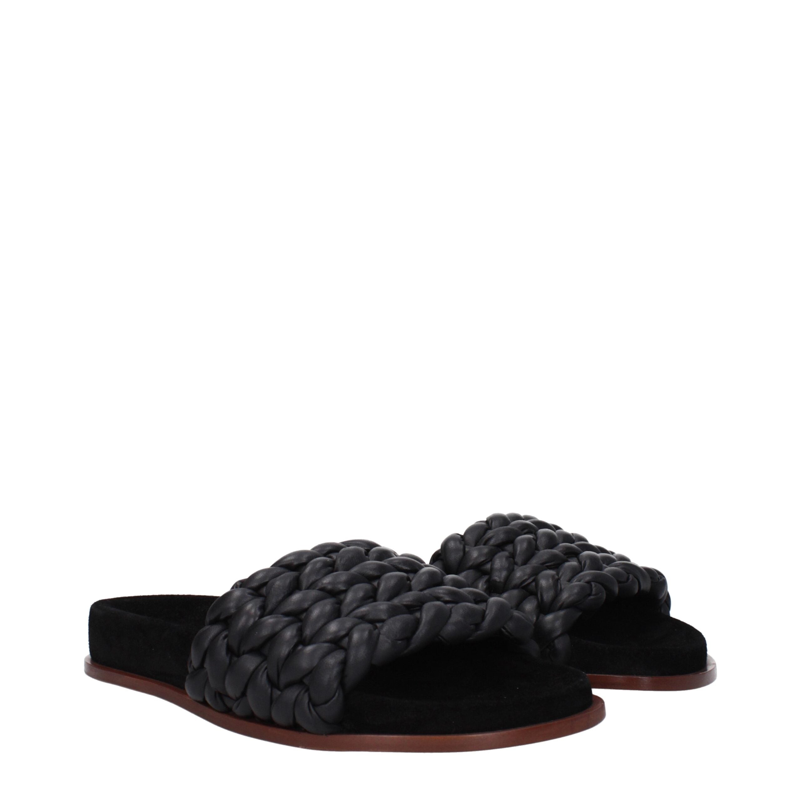 Chloé Black Leather Slippers Chloé
