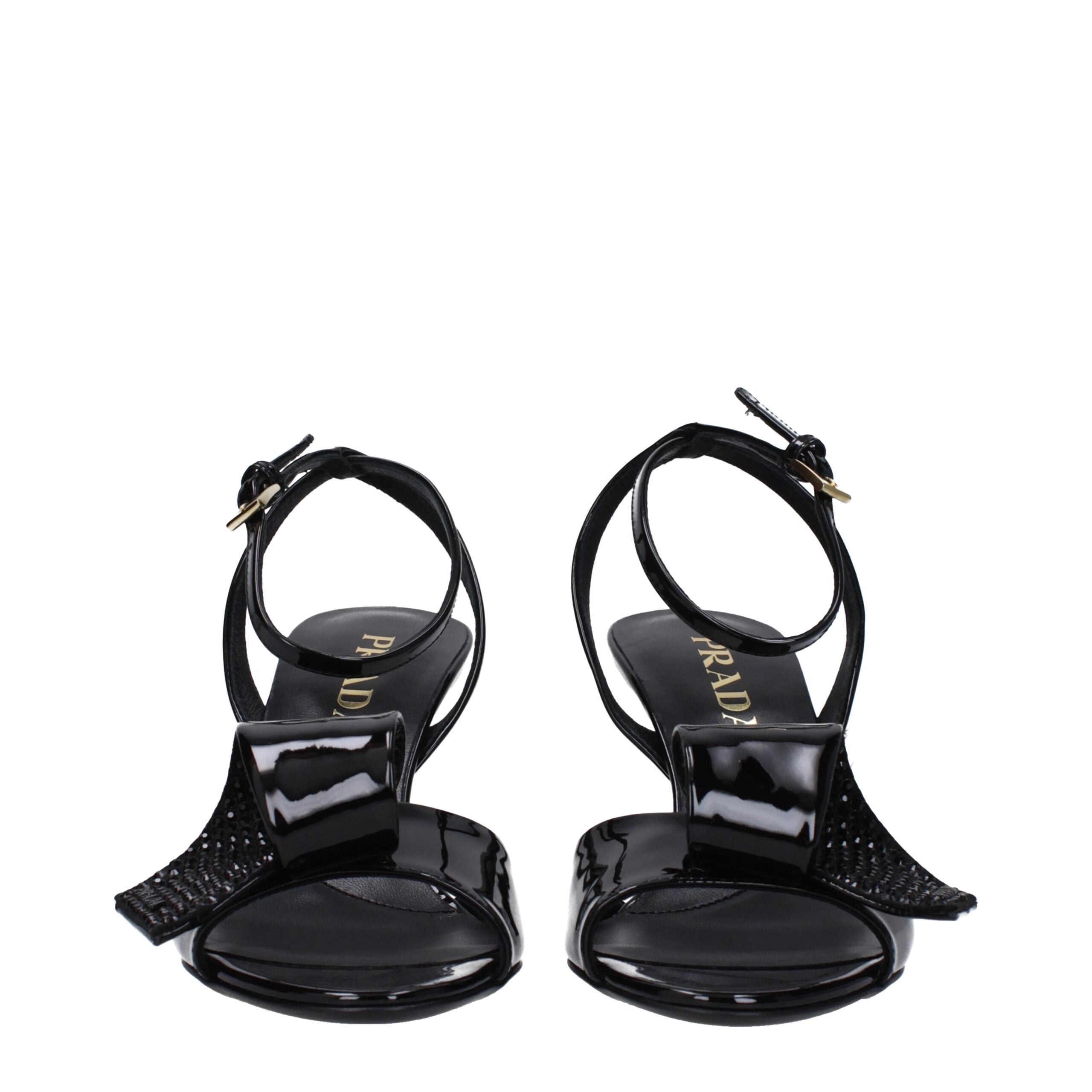 Prada Black Leather Stiletto Heels Sandals Prada