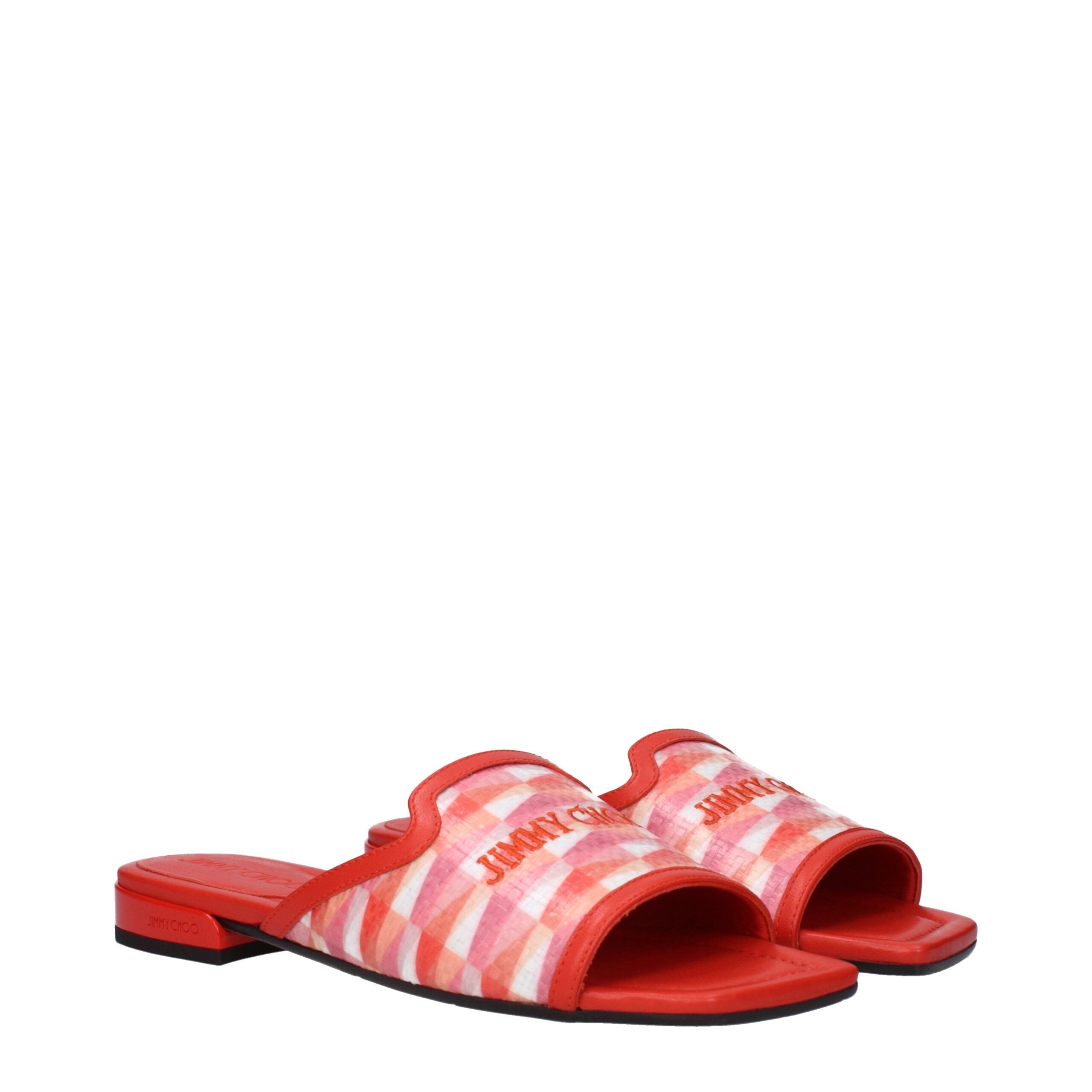 Jimmy Choo Orange Fabric Slippers Jimmy Choo