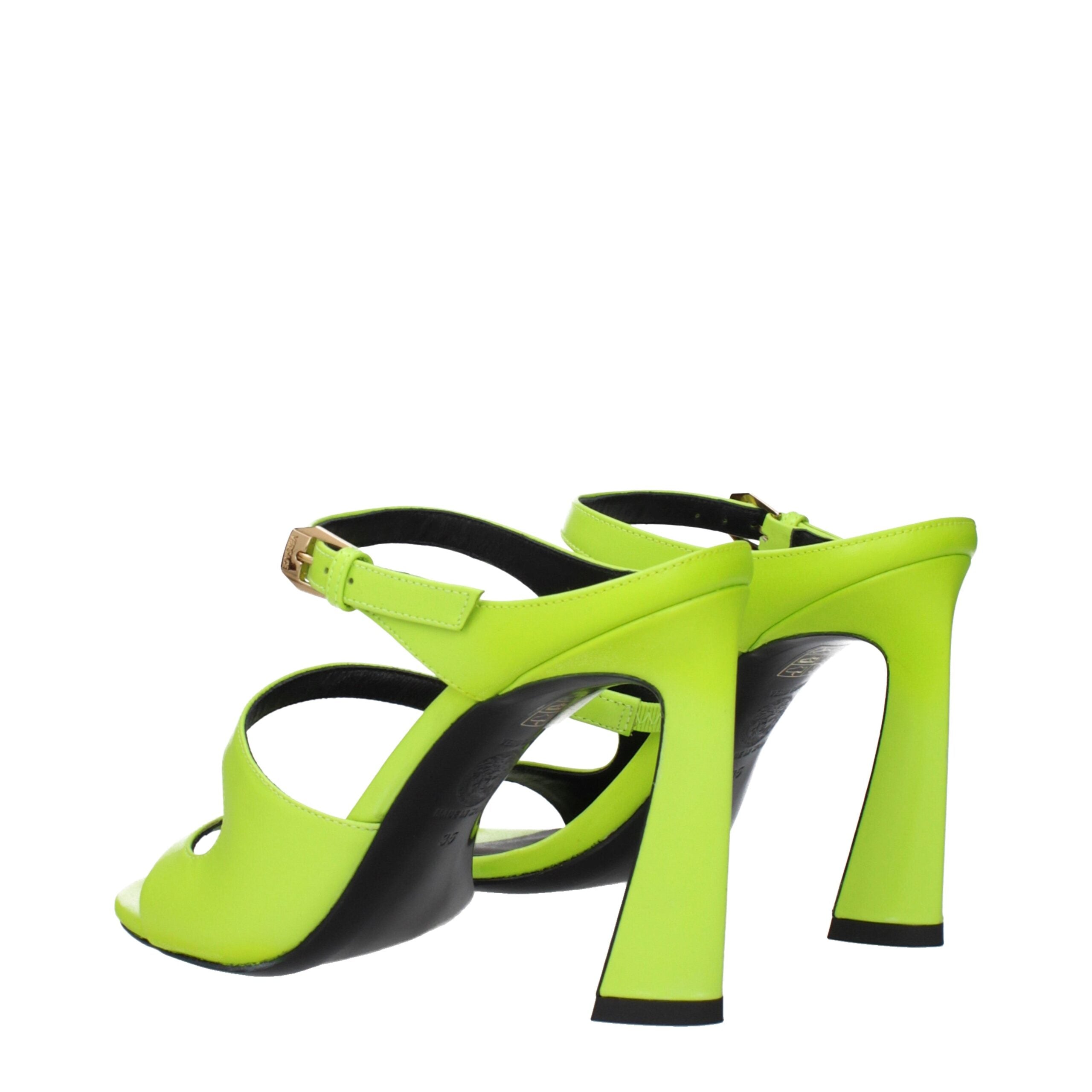 Versace Green Leather Stiletto Heel Sandals Versace