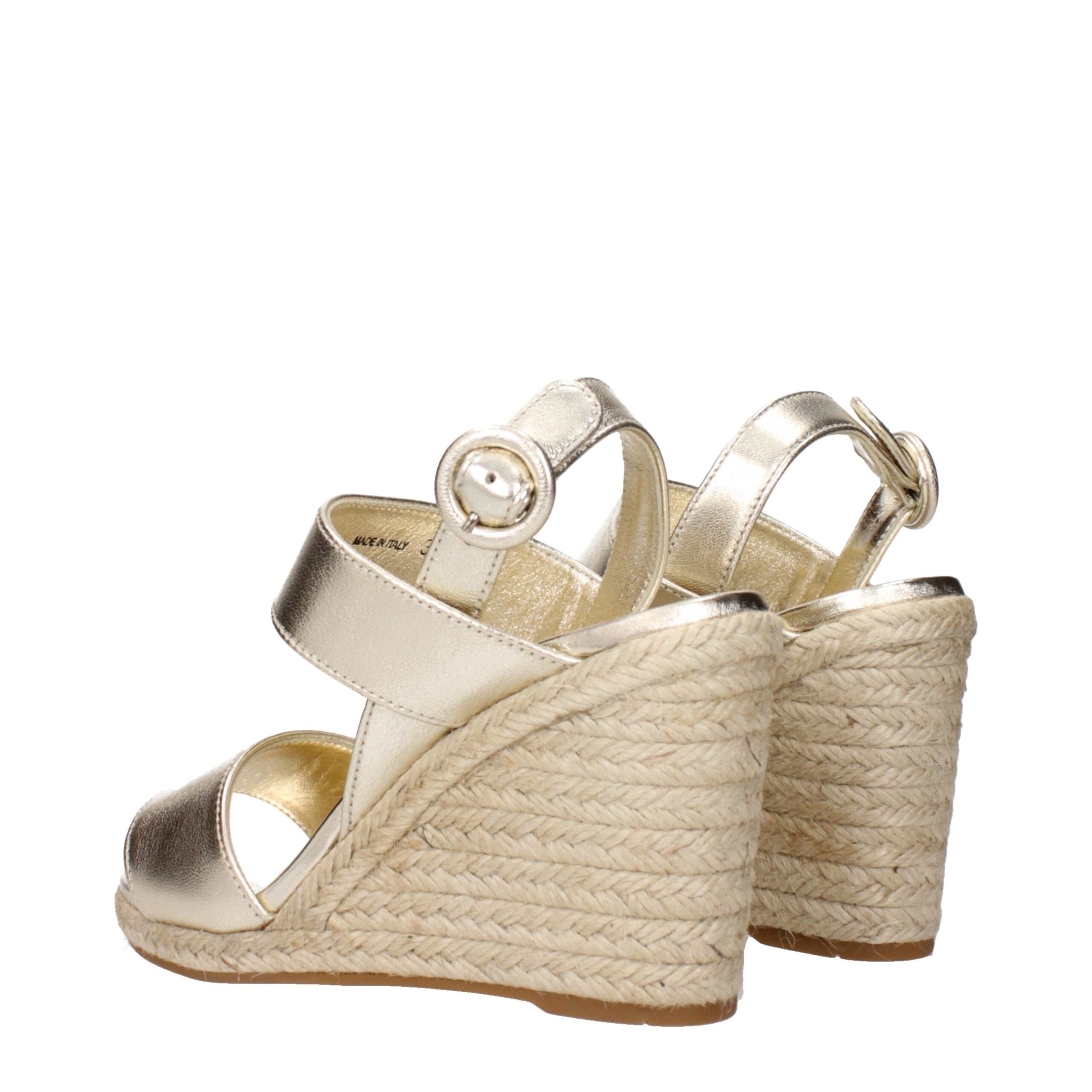 Prada Gold Leather Wedge Sandals Prada