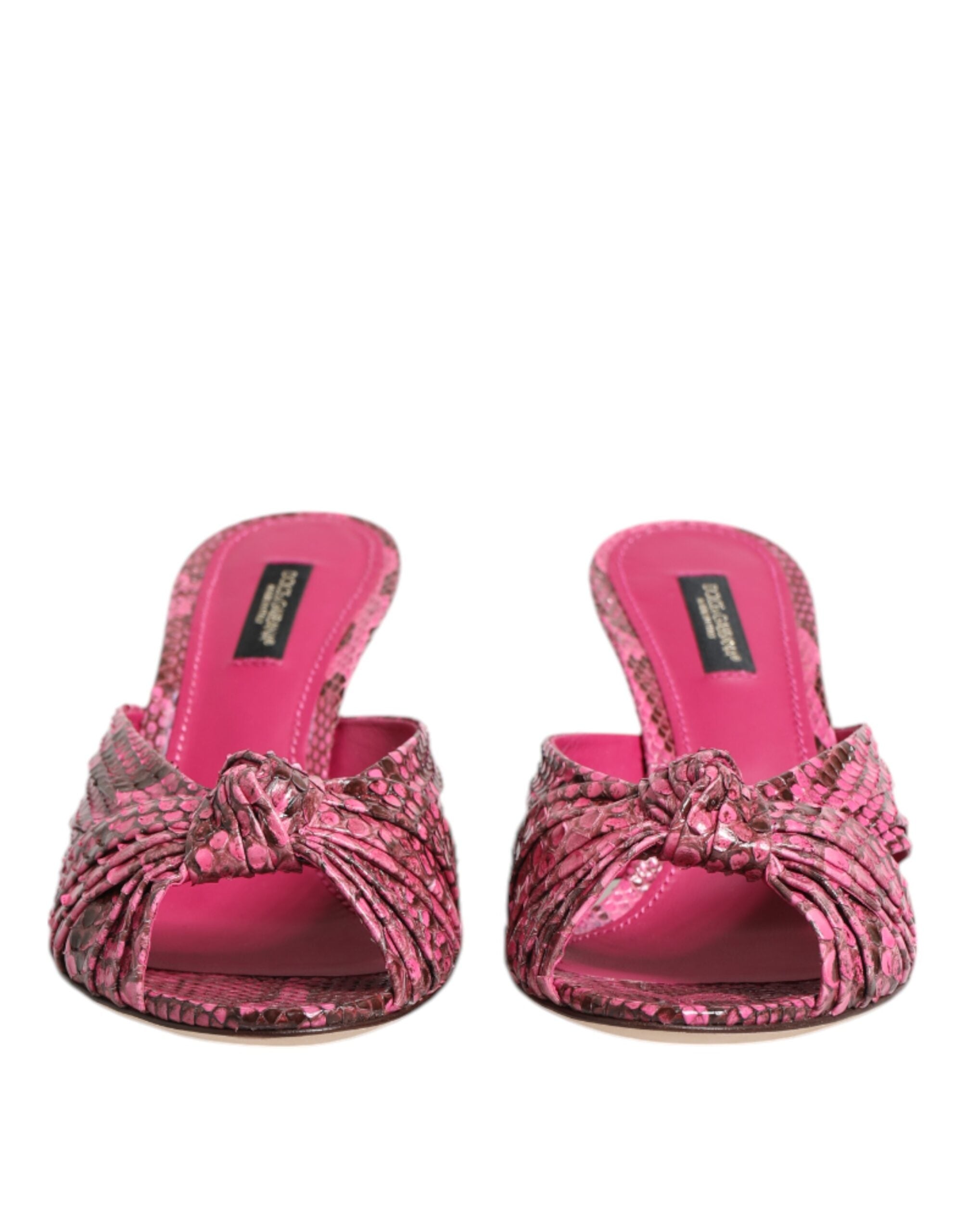 Dolce & Gabbana Pink Leather Heels Slides Sandals Shoes Dolce & Gabbana