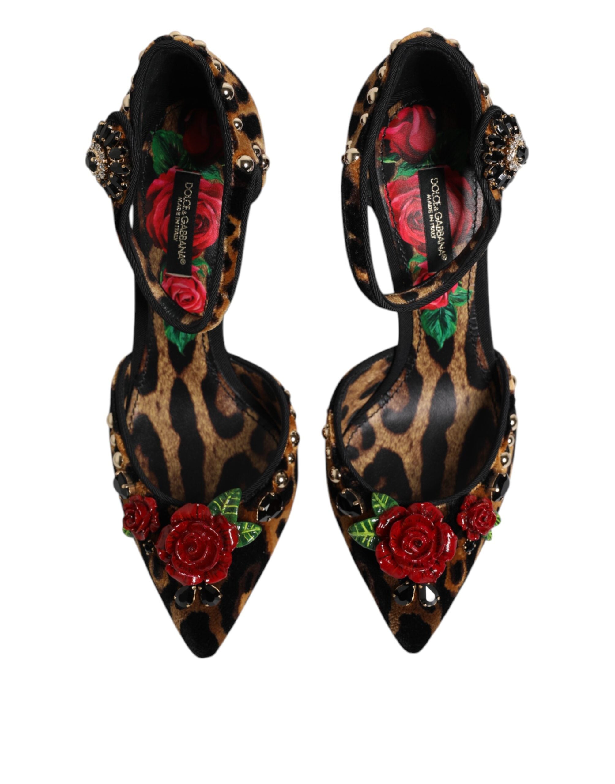 Dolce & Gabbana Brown Leopard Crystal Roses Pumps Shoes Dolce & Gabbana