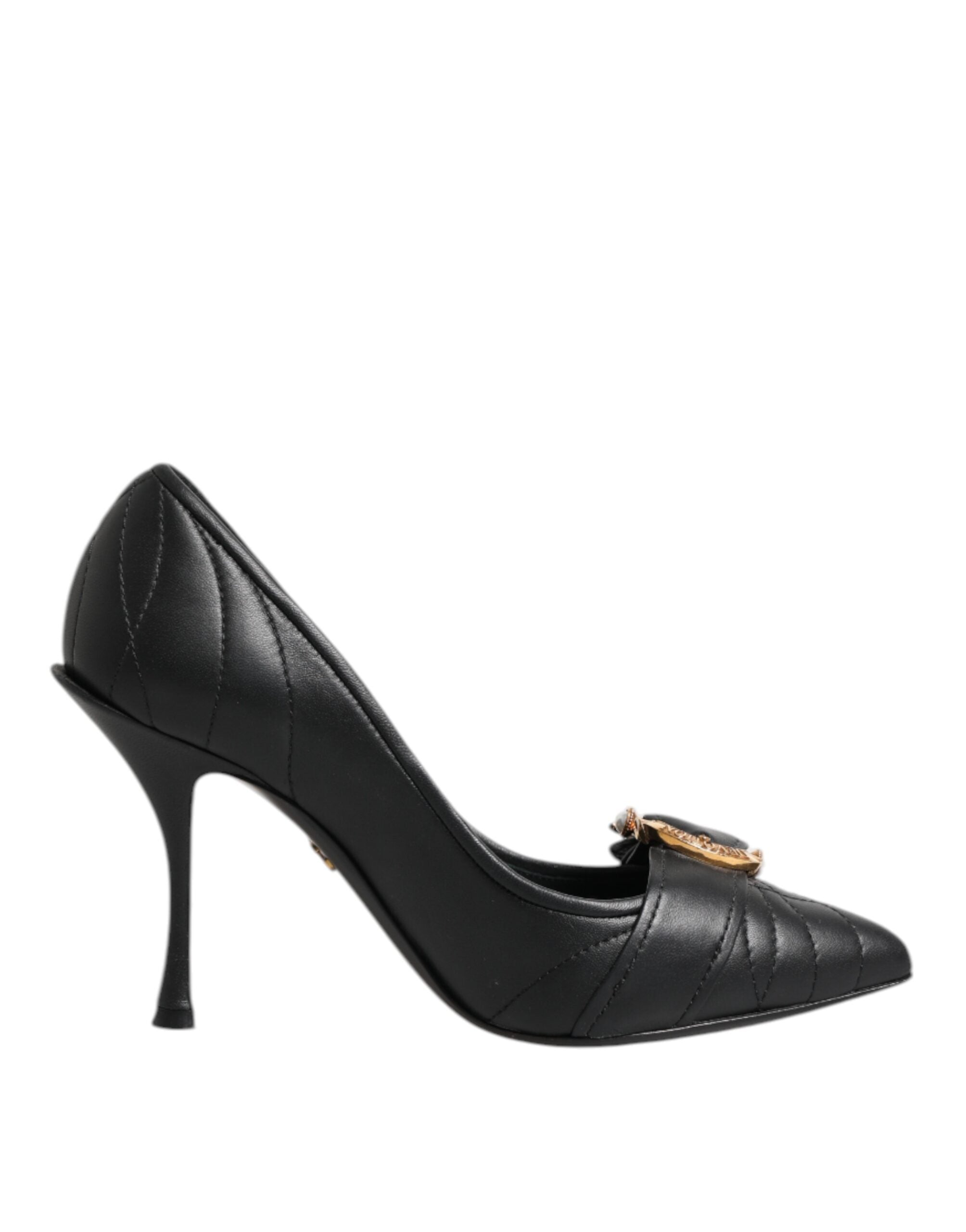 Dolce & Gabbana Black Devotion Leather Heels Pumps Shoes Dolce & Gabbana