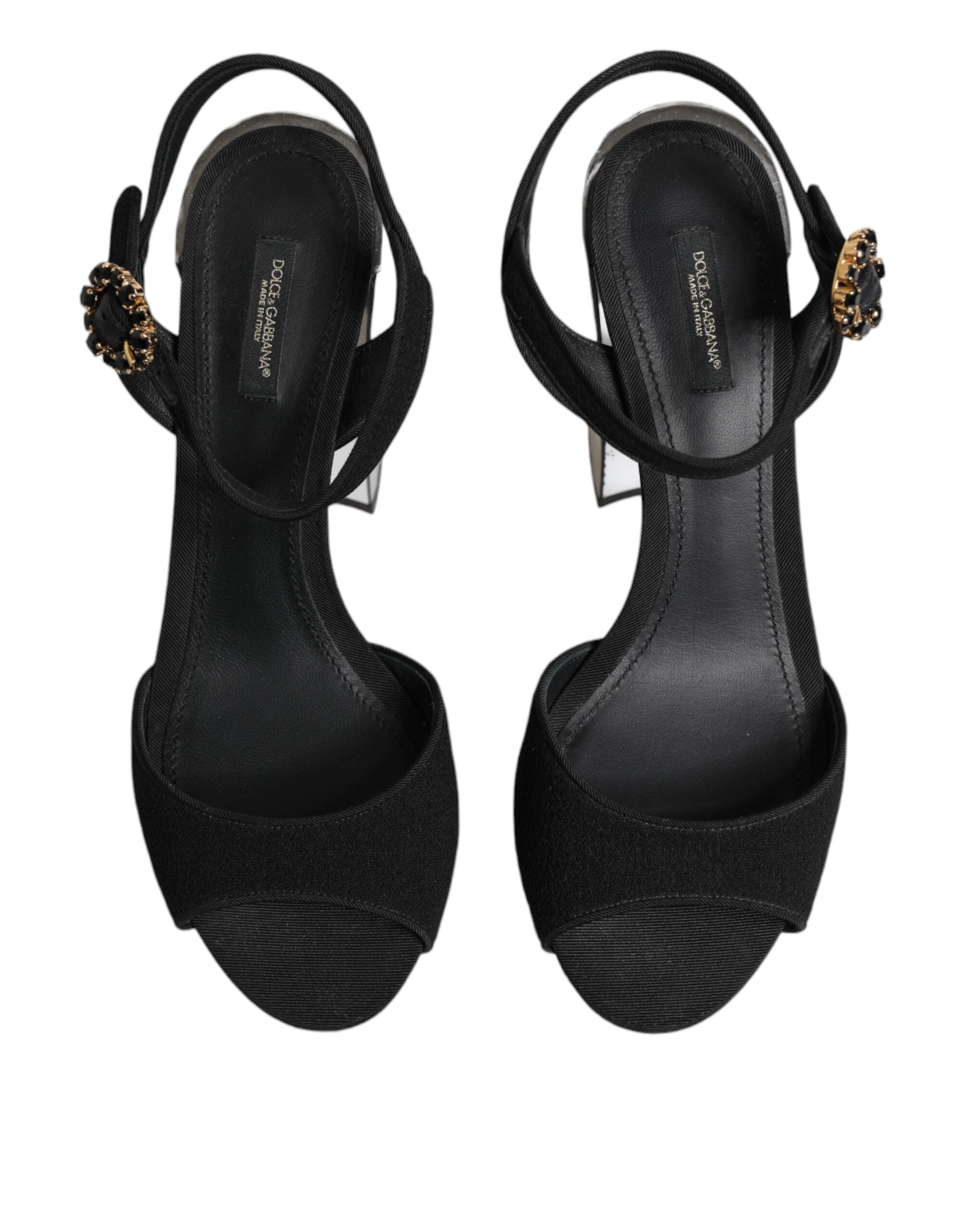 Dolce & Gabbana Black Crystal Ankle Strap Keira Sandal Shoes Dolce & Gabbana