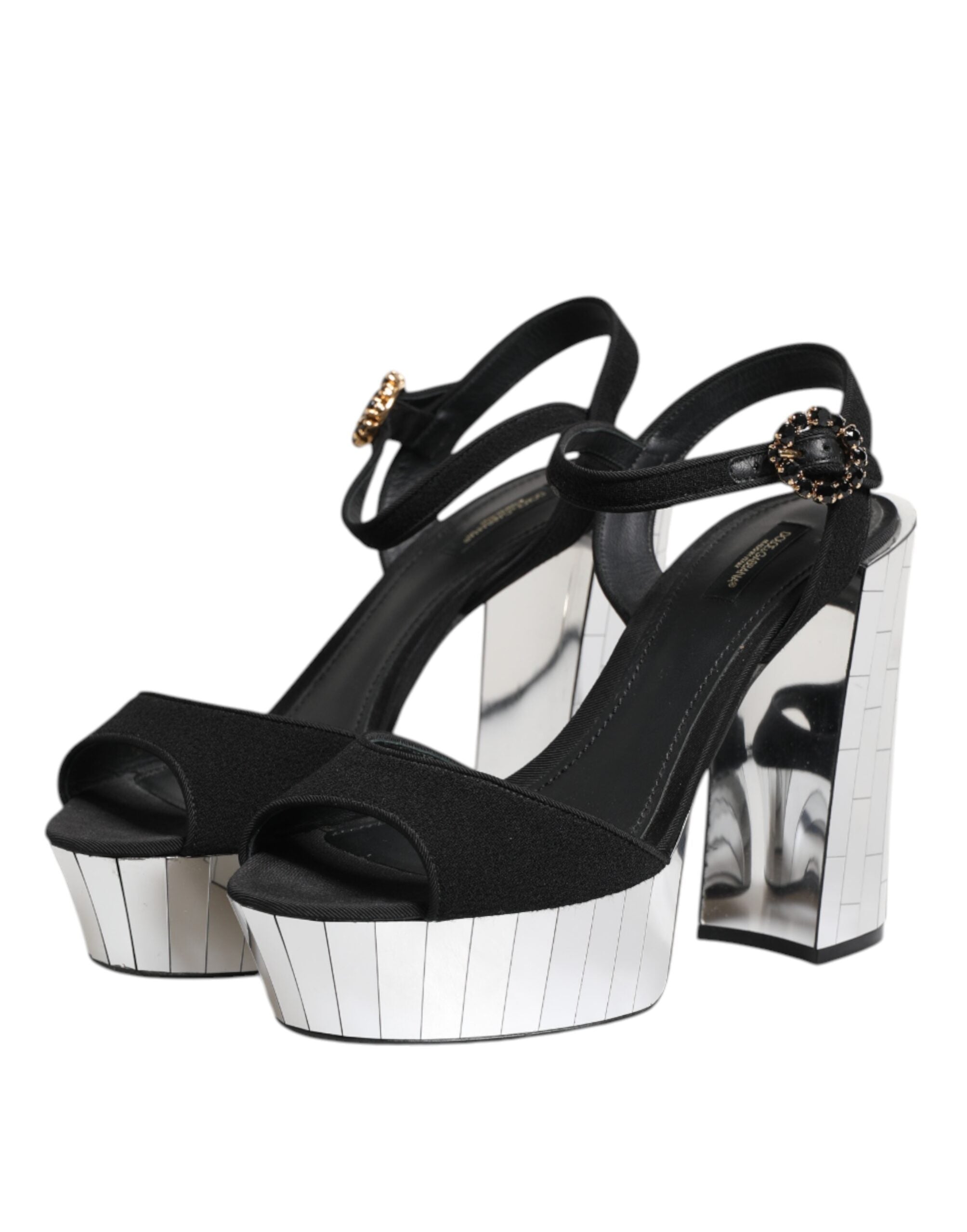 Dolce & Gabbana Black Crystal Ankle Strap Keira Sandal Shoes Dolce & Gabbana