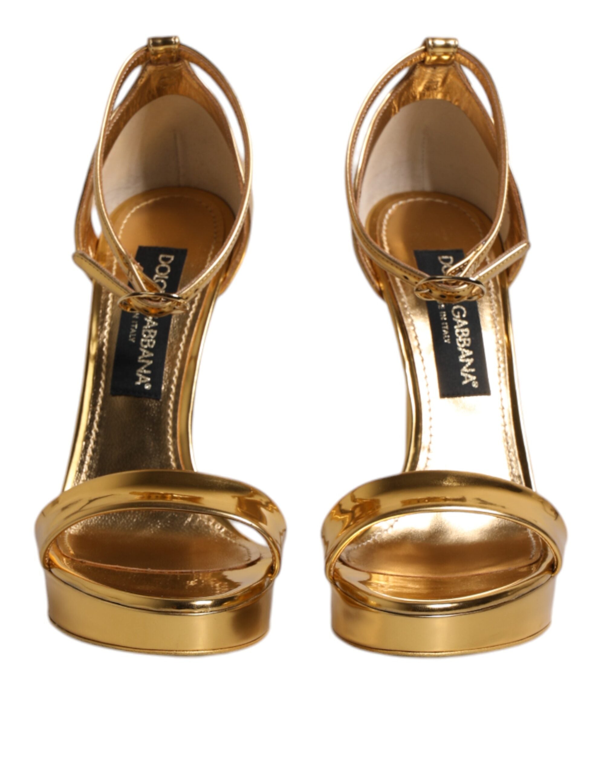 Dolce & Gabbana Gold Leather Platform Keira Sandals Shoes Dolce & Gabbana