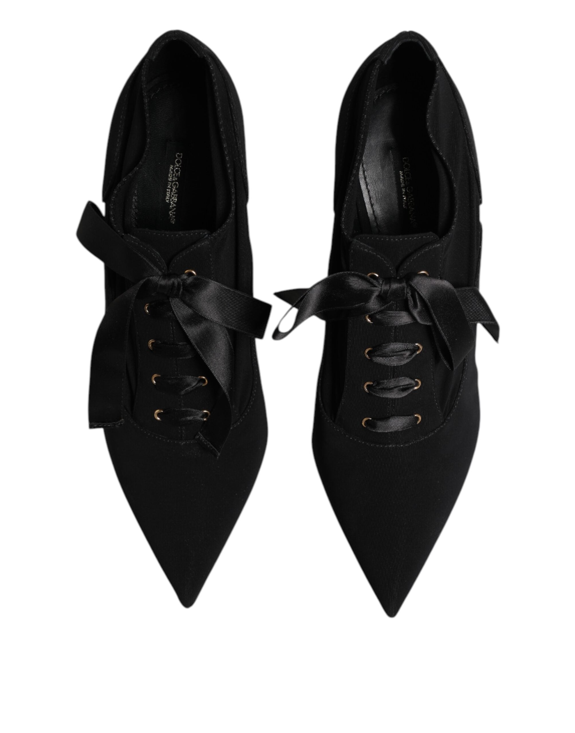 Dolce & Gabbana Black Lace Up Stiletto Heels Pumps Shoes Dolce & Gabbana