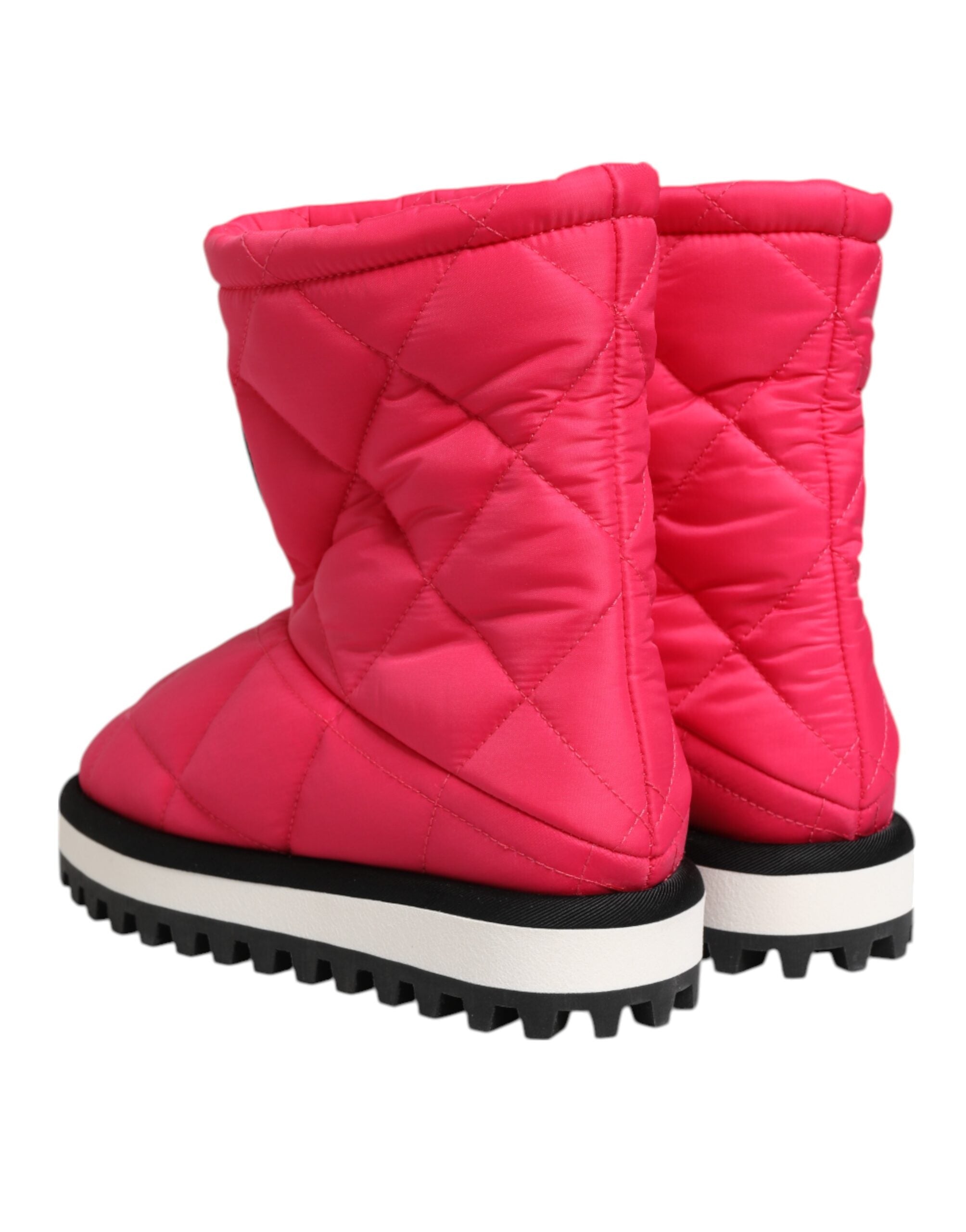 Dolce & Gabbana Pink White Viscose Padded Mid Calf Boots Shoes Dolce & Gabbana