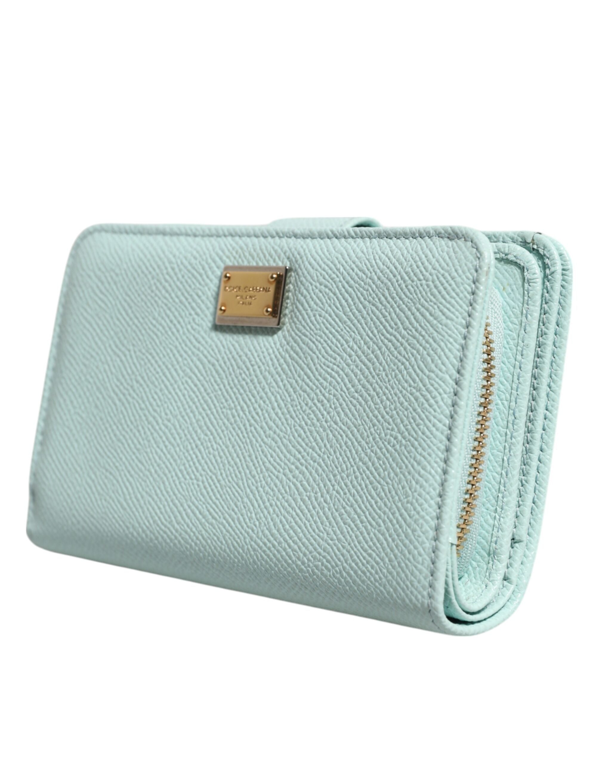 Dolce & Gabbana Mint Green Leather Bifold Continental Clutch Wallet Dolce & Gabbana