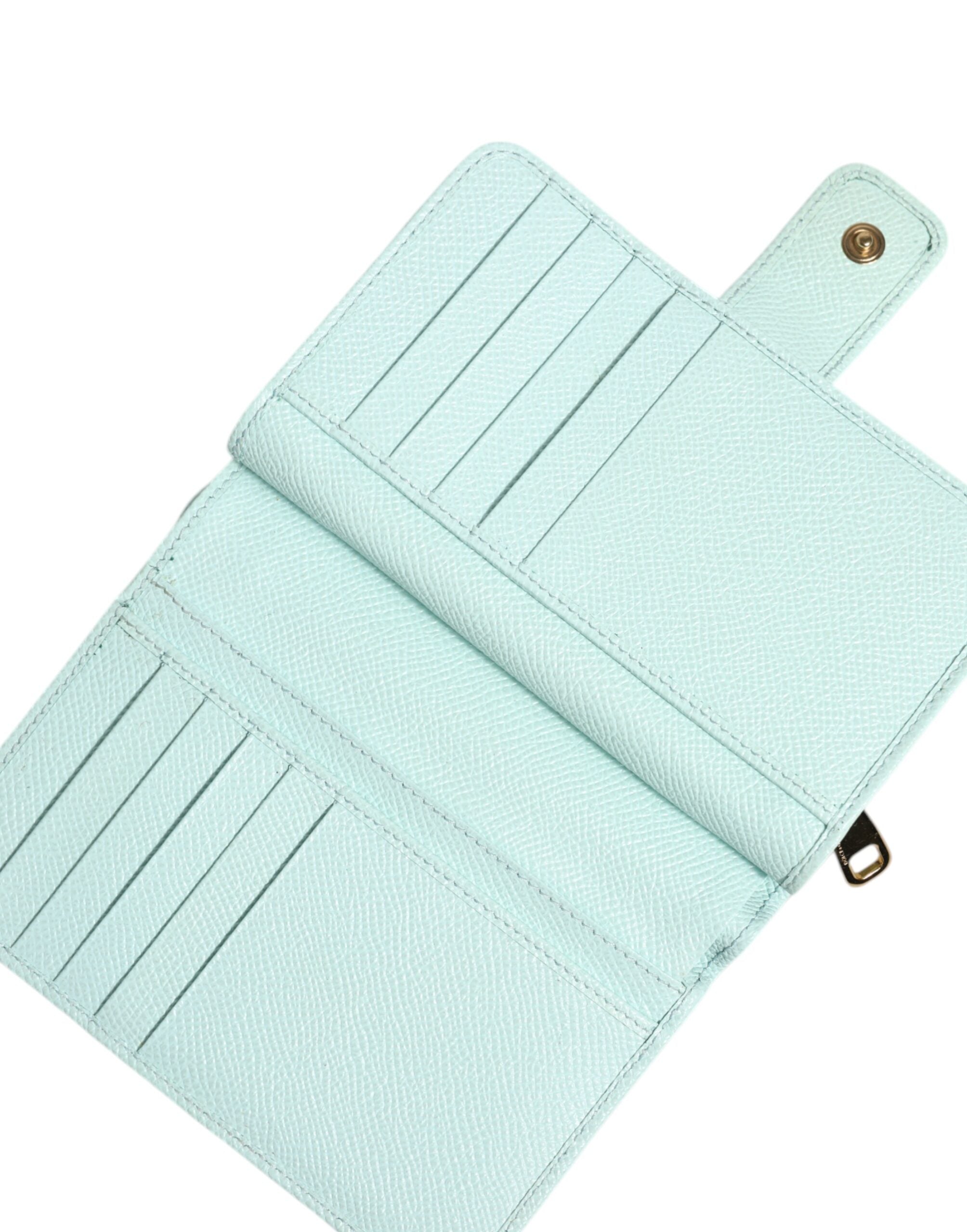 Dolce & Gabbana Mint Green Leather Bifold Continental Clutch Wallet Dolce & Gabbana