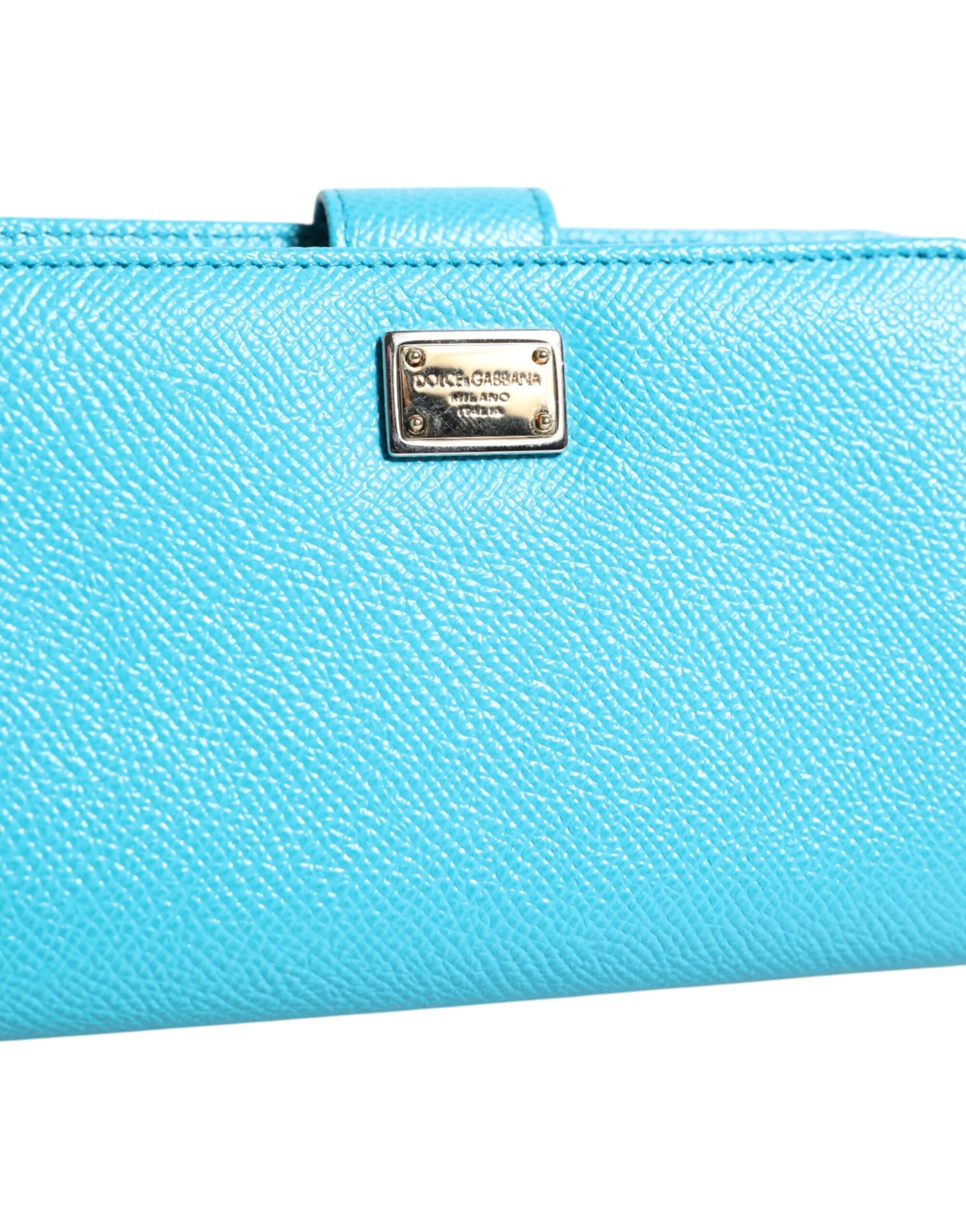 Dolce & Gabbana Light Blue Leather Bifold Continental Clutch Wallet Dolce & Gabbana