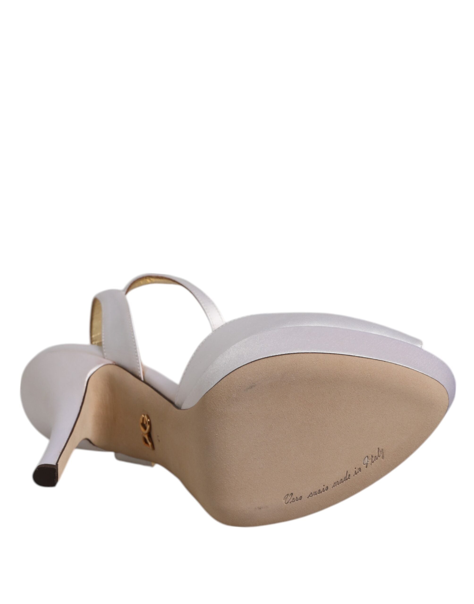 Dolce & Gabbana White Satin Platform Heels Sandals Shoes Dolce & Gabbana