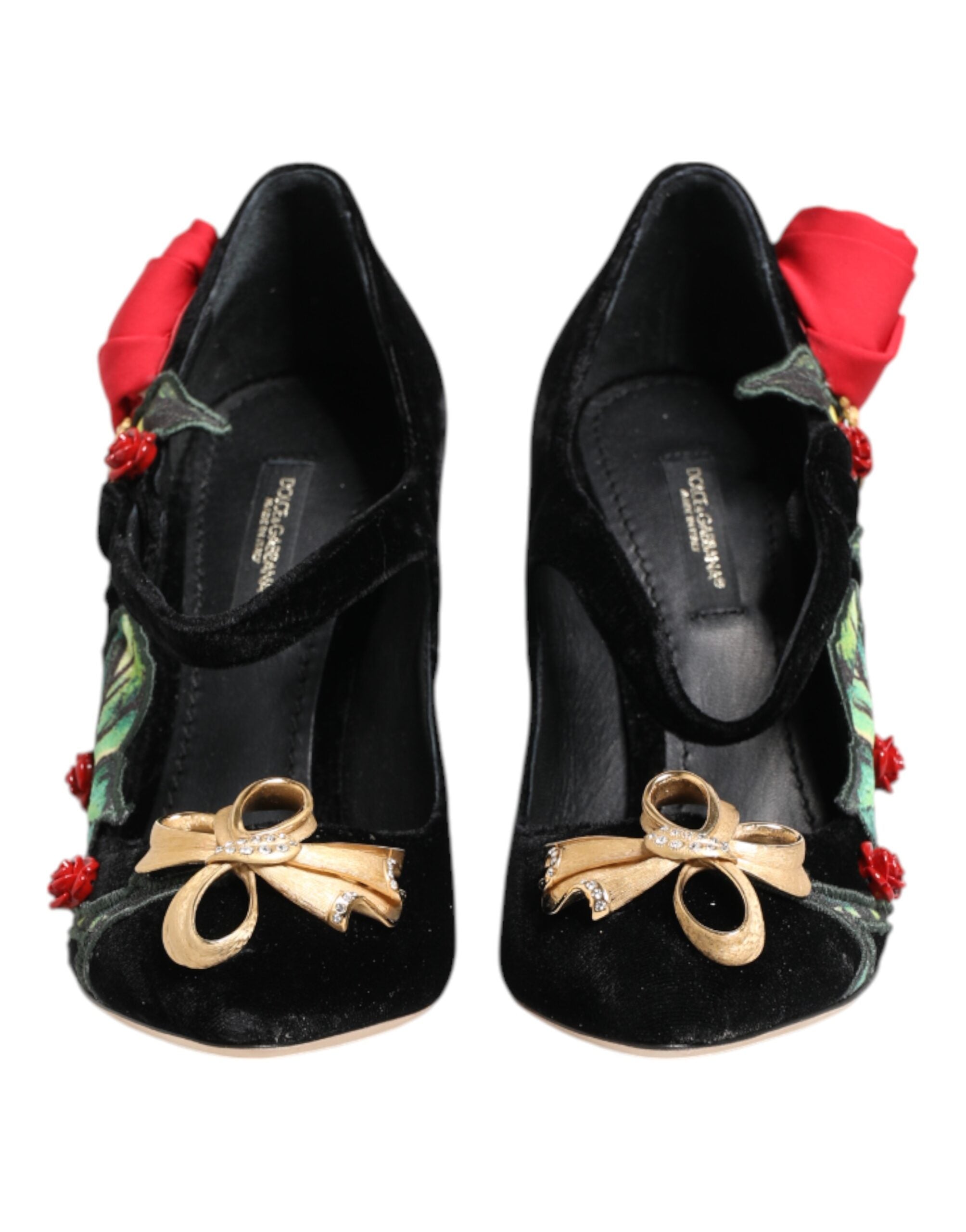 Dolce & Gabbana Black Roses Crystal Brooch Mary Jane Shoes Dolce & Gabbana