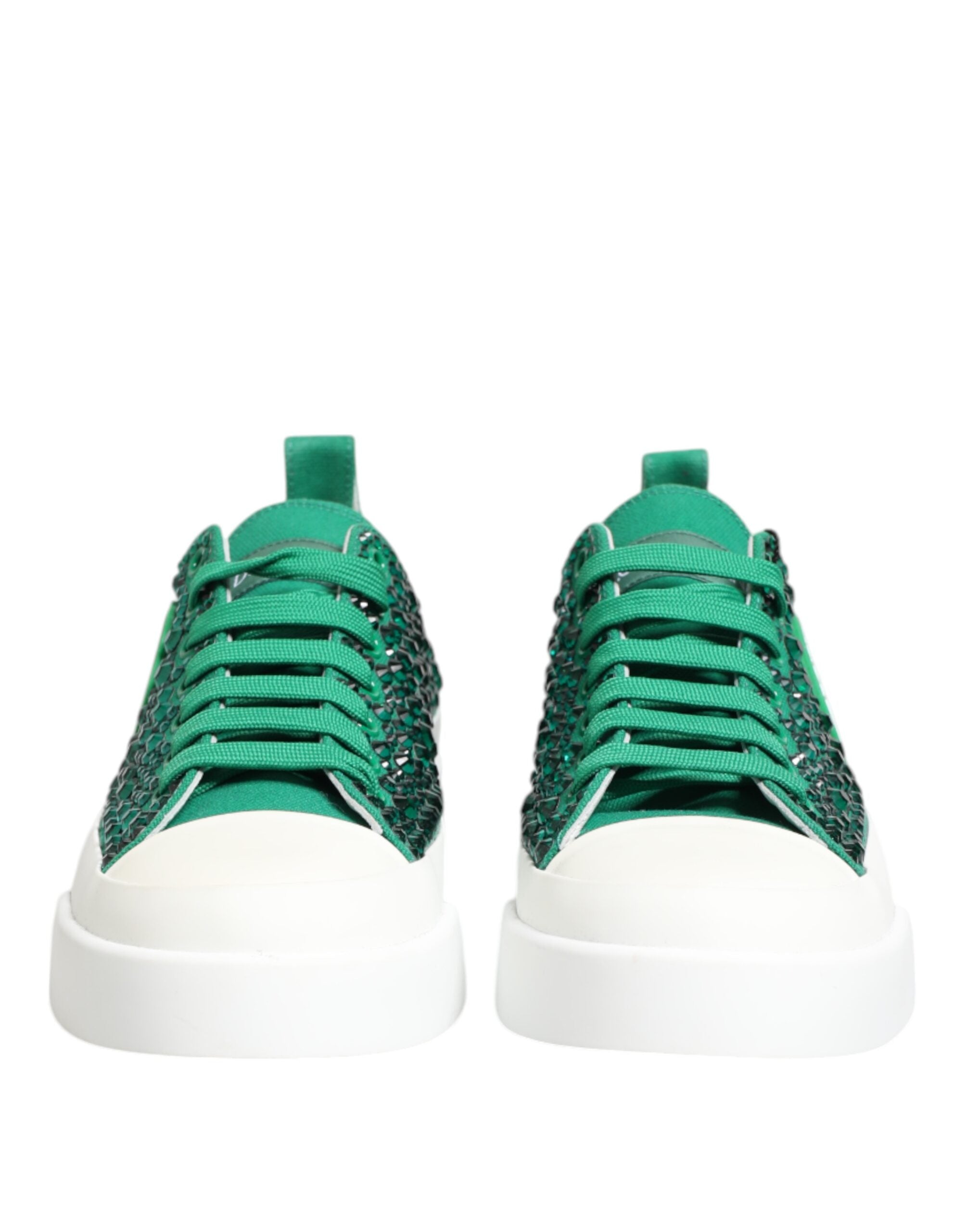 Dolce & Gabbana Green Portofino Crystal DG Logo Sneakers Shoes Dolce & Gabbana