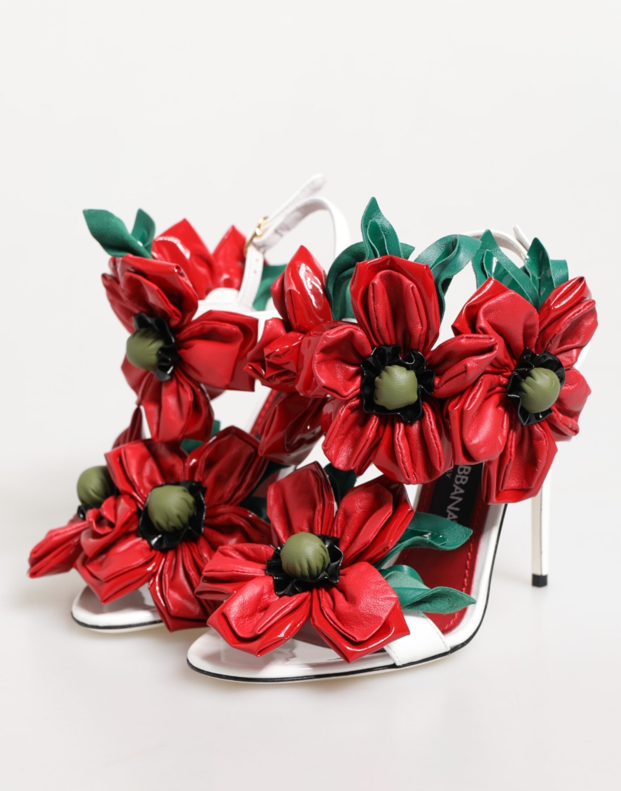 Dolce & Gabbana White Red Floral Detailing Sandals Shoes Dolce & Gabbana