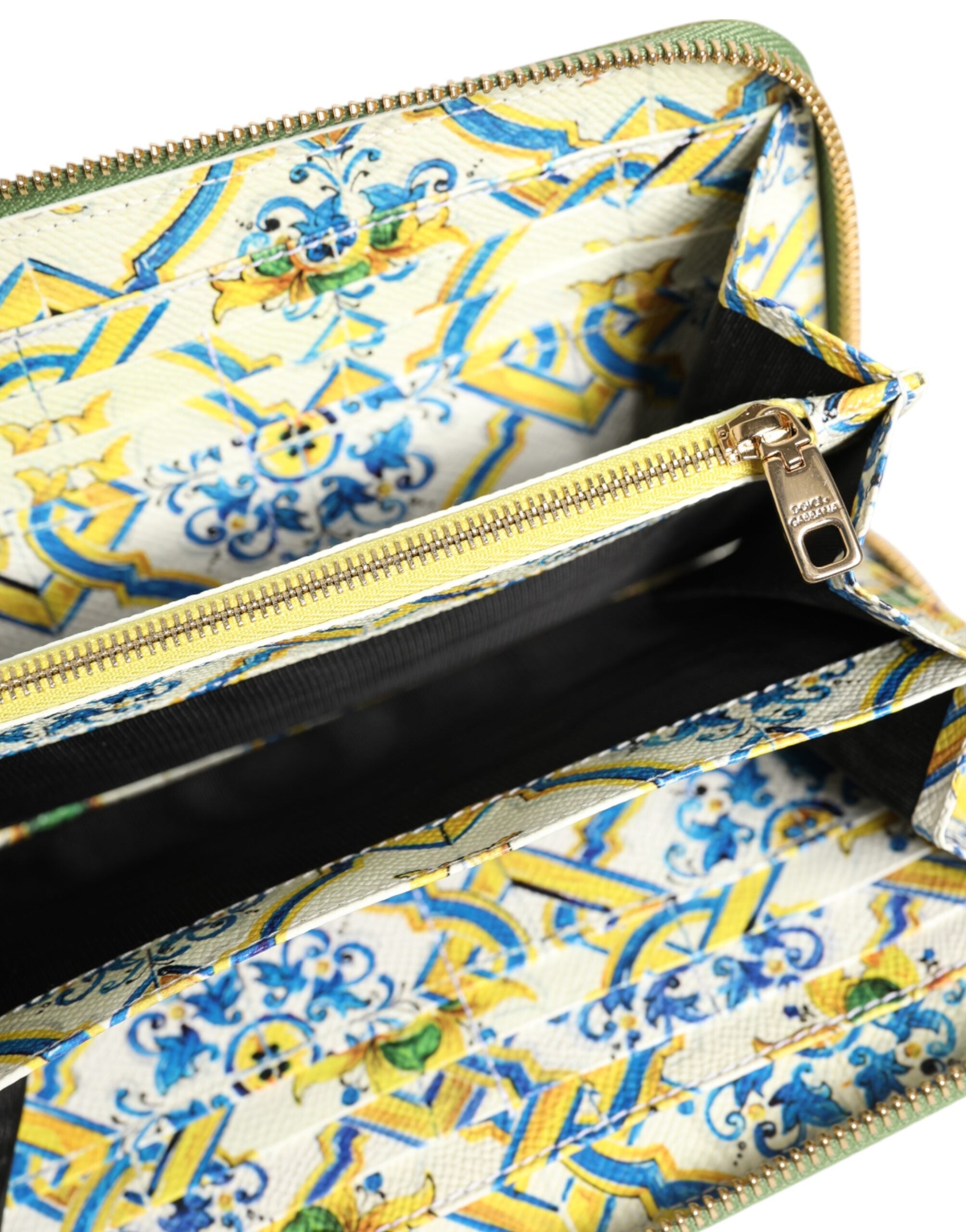 Dolce & Gabbana Green Leather Logo Plaque Zip Around Continenta Wallet Dolce & Gabbana