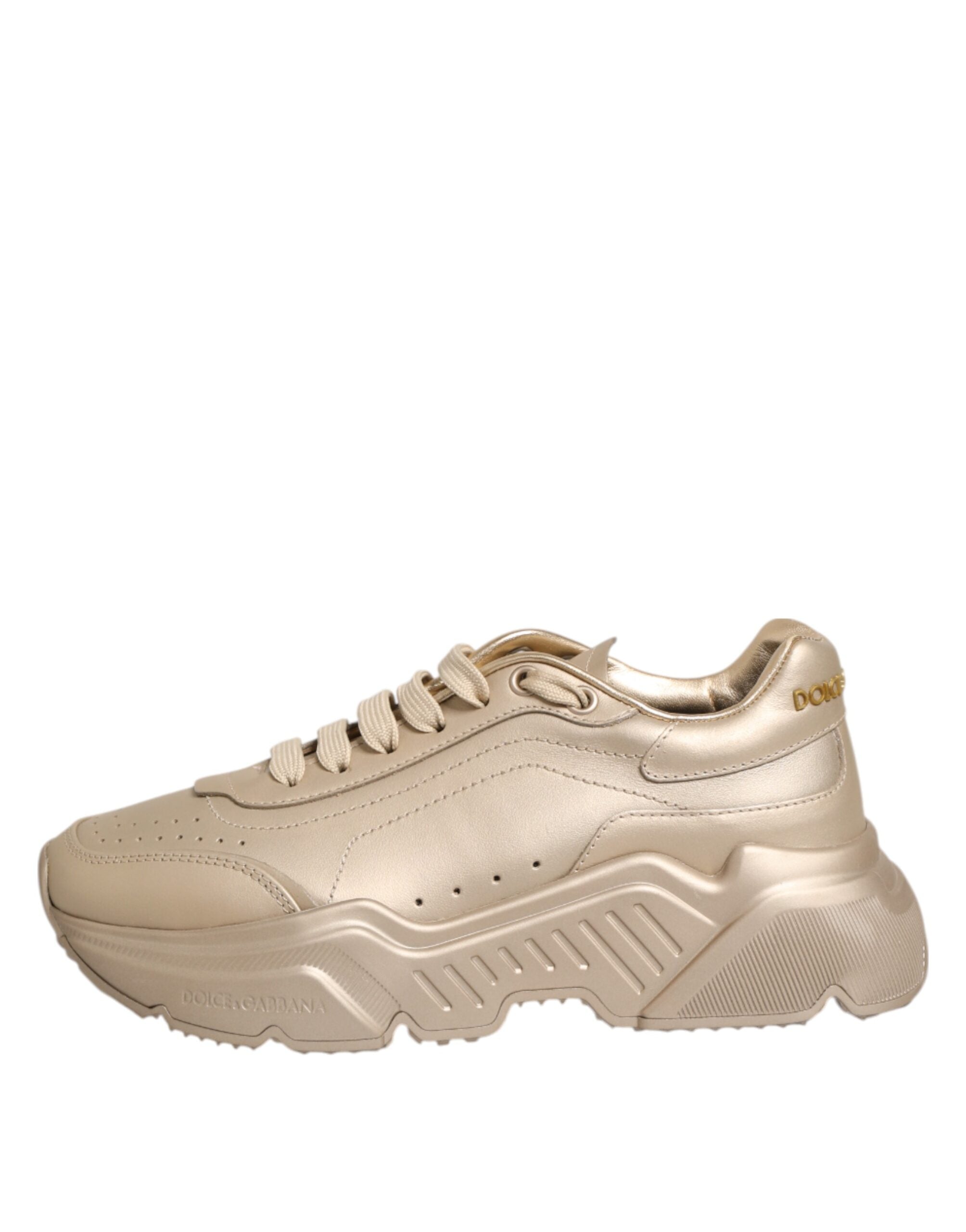 Dolce & Gabbana Gold Leather Daymaster Women Sneaker Shoes Dolce & Gabbana