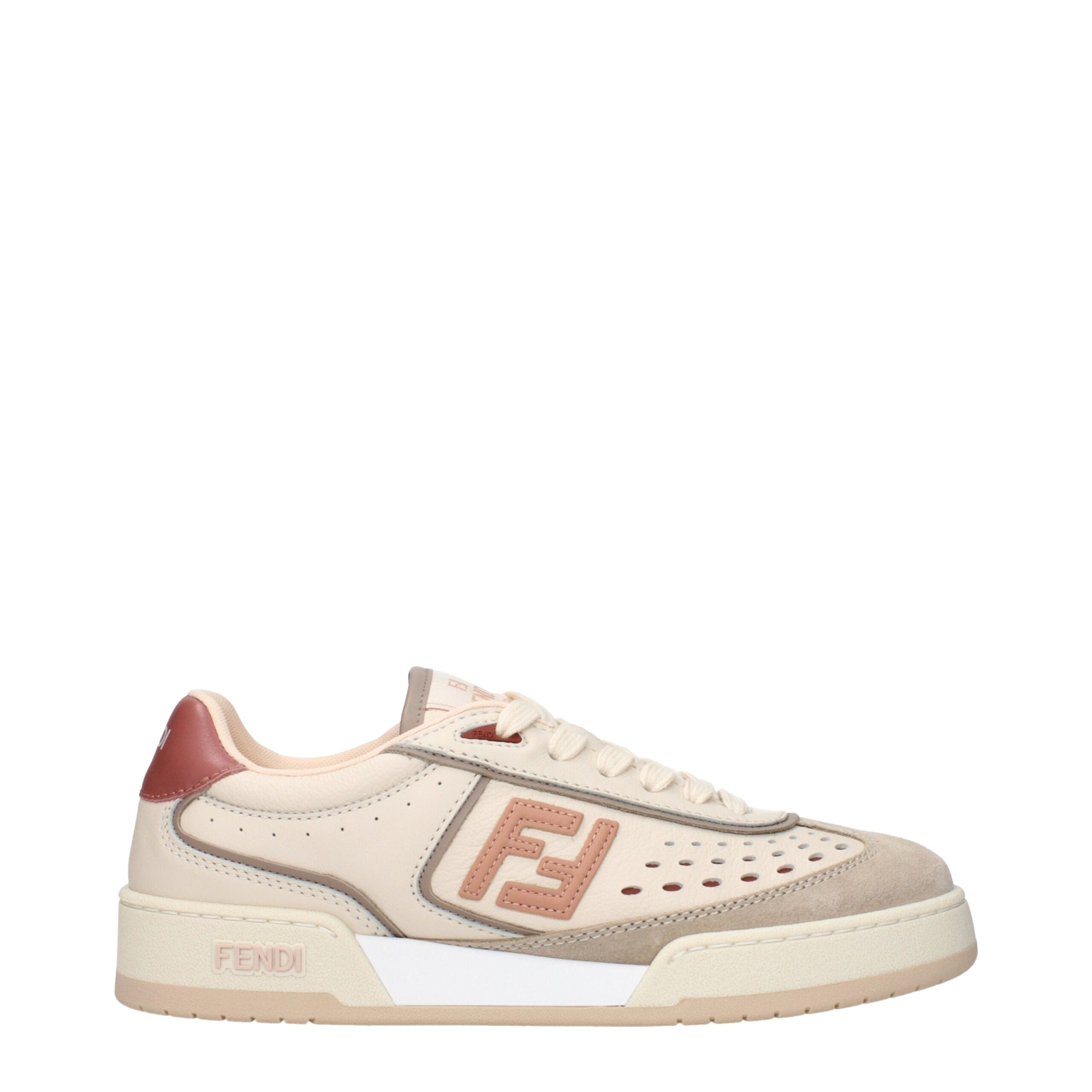 Fendi Beige Leather Low Top Sneakers Fendi