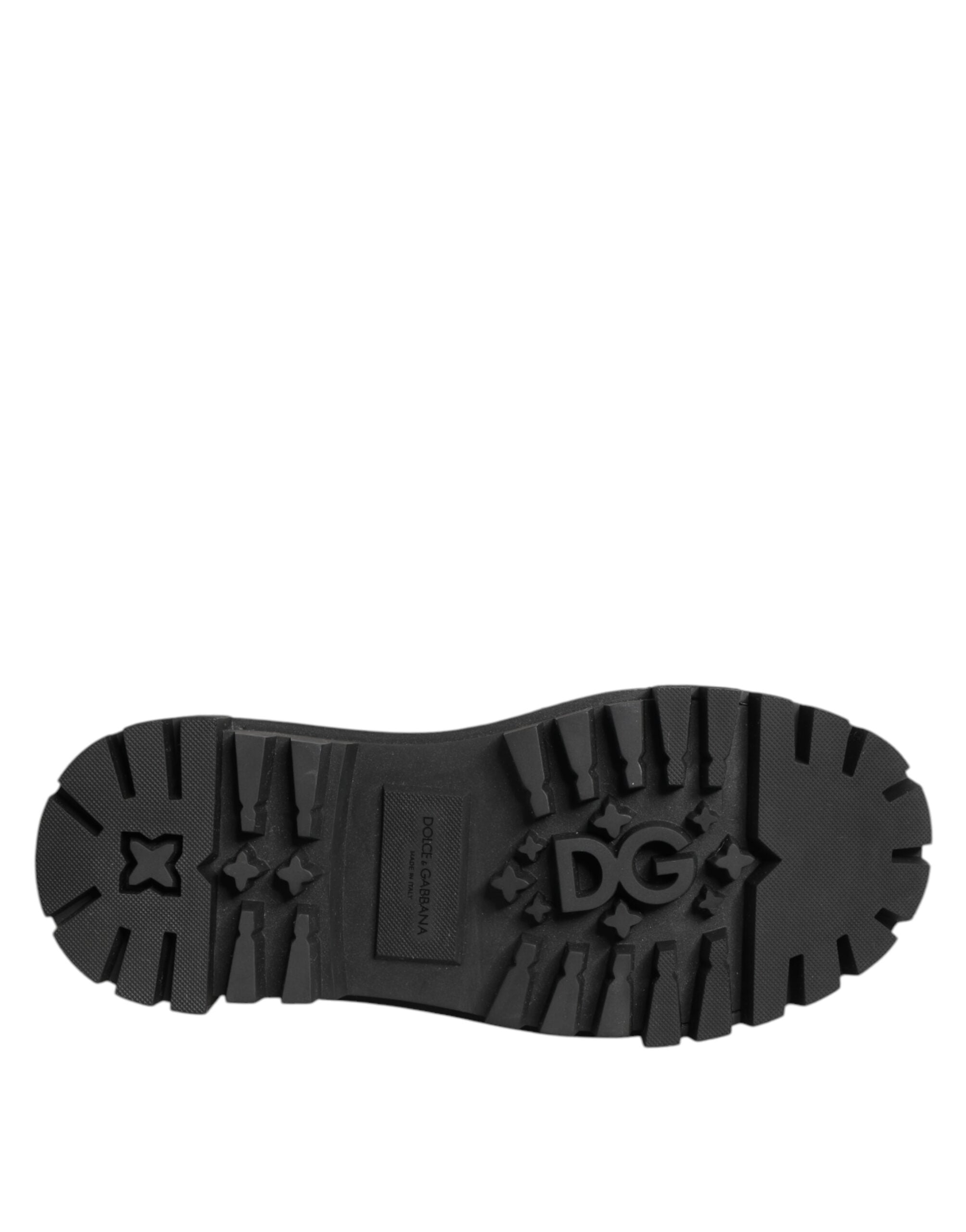 Dolce & Gabbana Black Leather Jeweled Crystals Derby Shoes Dolce & Gabbana