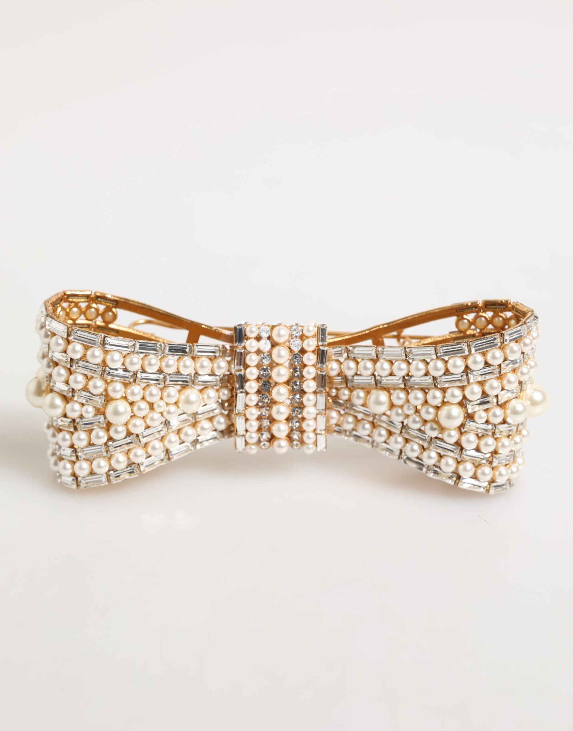 Dolce & Gabbana Gold Brass Glas Crystal Faux Pearl Embellished Brooch Dolce & Gabbana