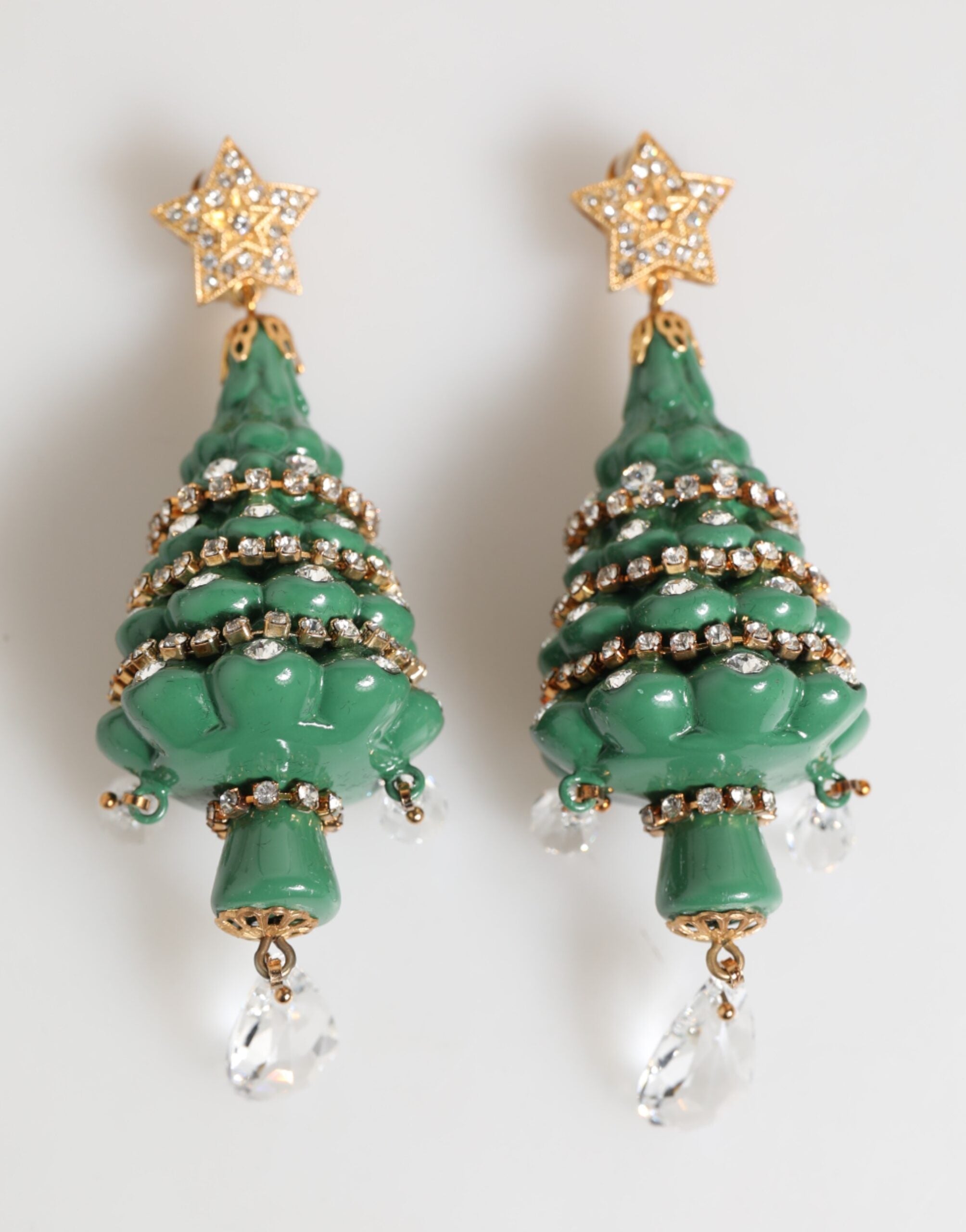 Dolce & Gabbana Gold Brass Multicolour Christmas Tree Earrings Dolce & Gabbana