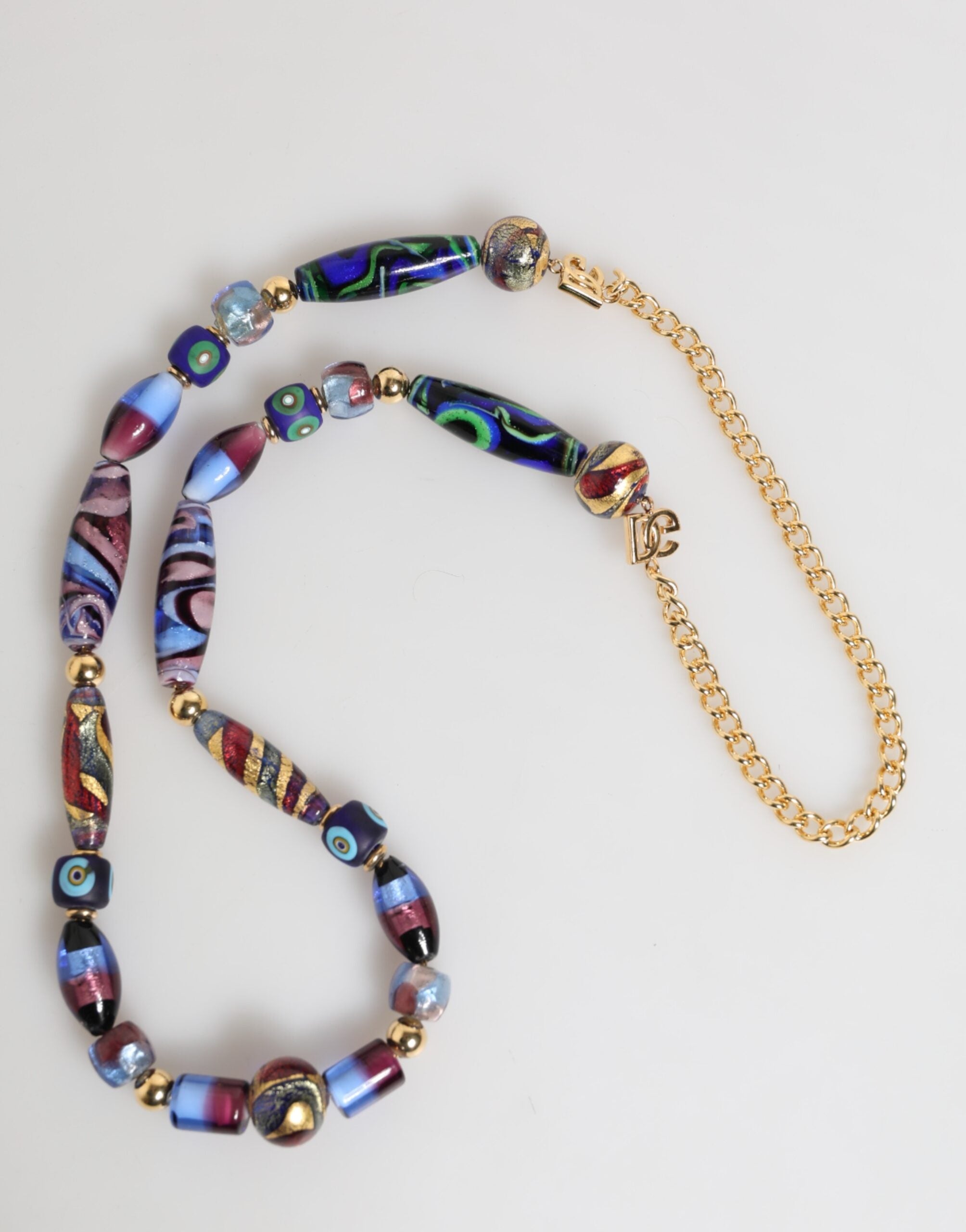 Dolce & Gabbana Multicolor Murano Glass Beads Gold Brass Chain Jewelry Necklace Dolce & Gabbana