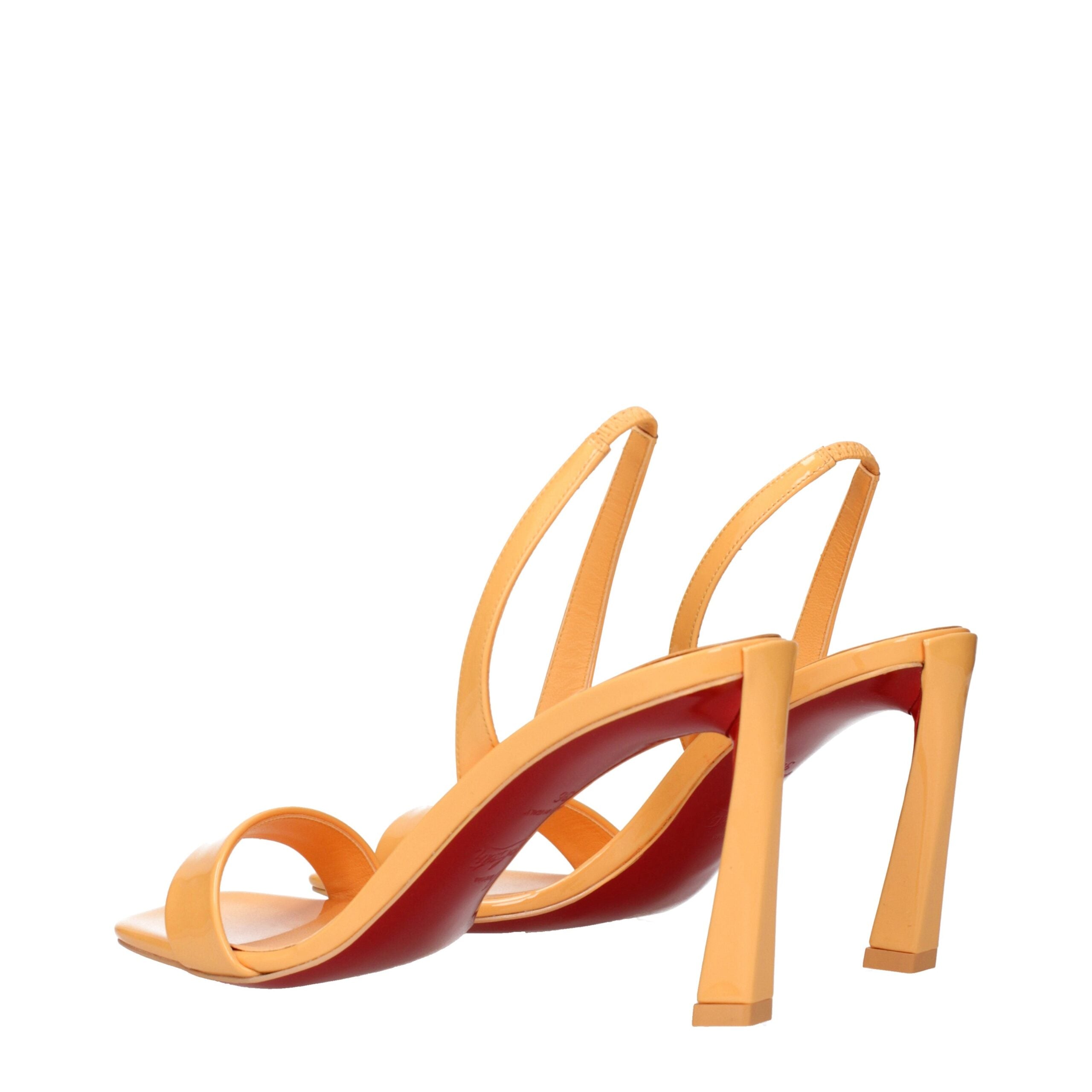 Christian Louboutin Orange Leather Stiletto Heel Sandals Christian Louboutin