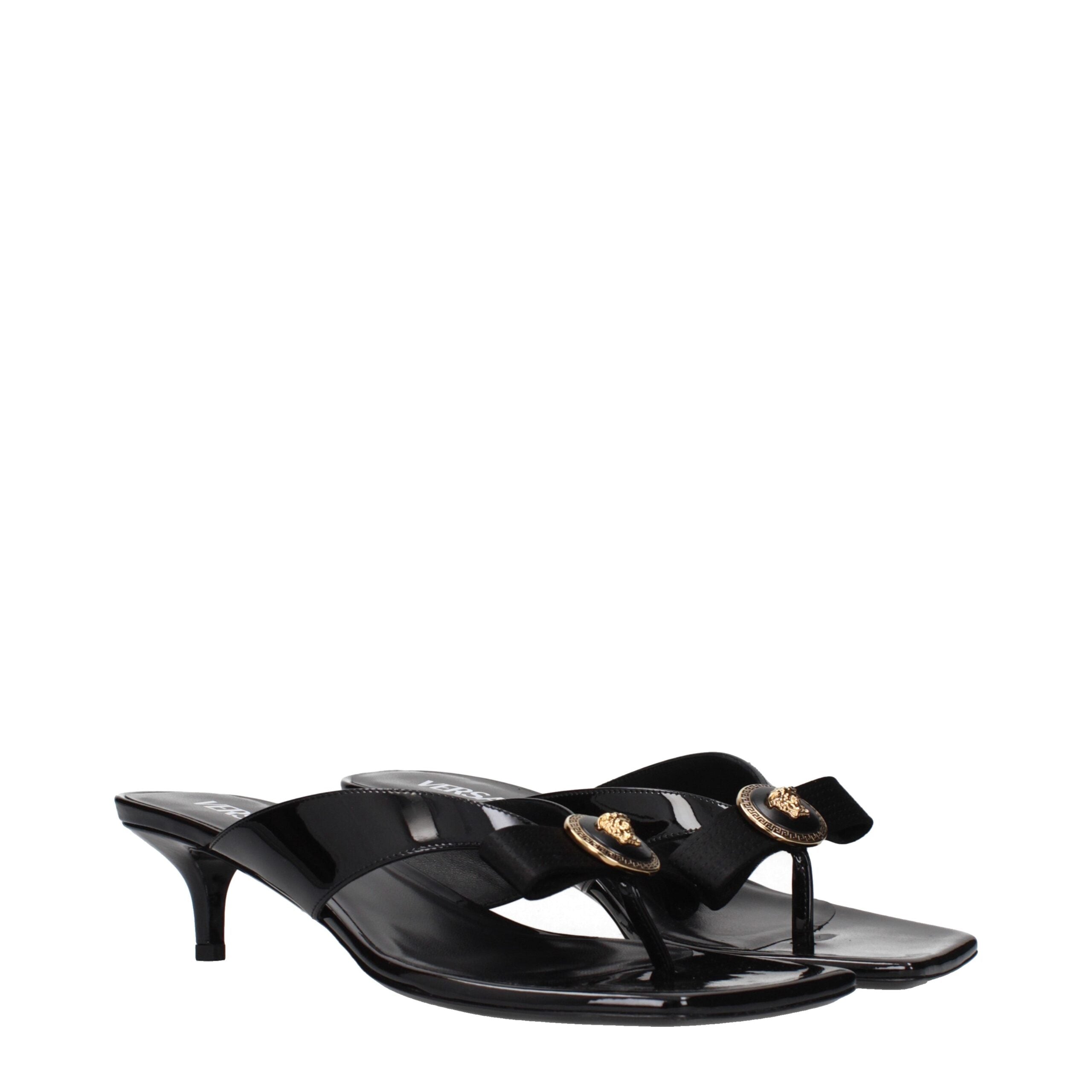 Versace Black Leather Stiletto Heel Sandals Versace