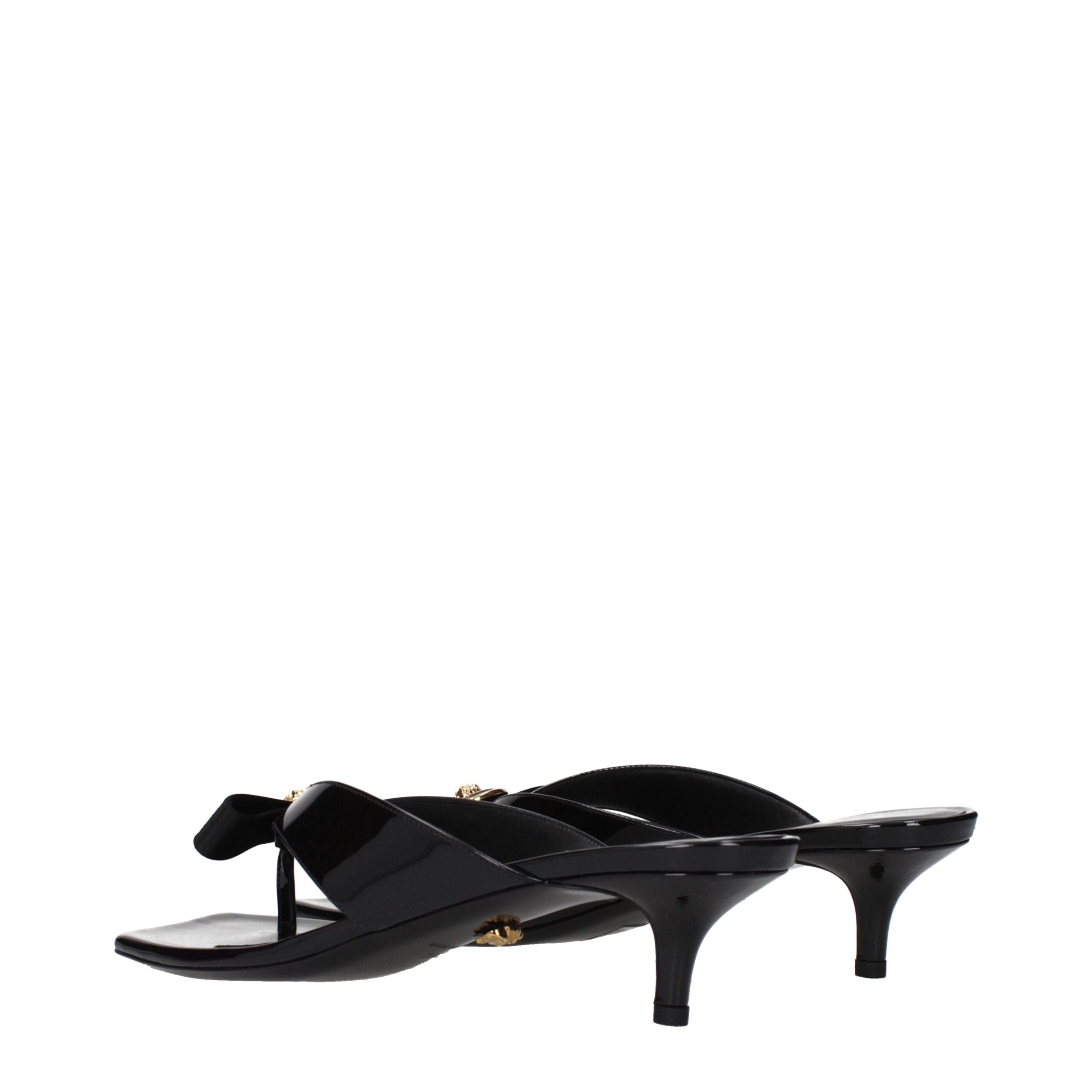 Versace Black Leather Stiletto Heel Sandals Versace