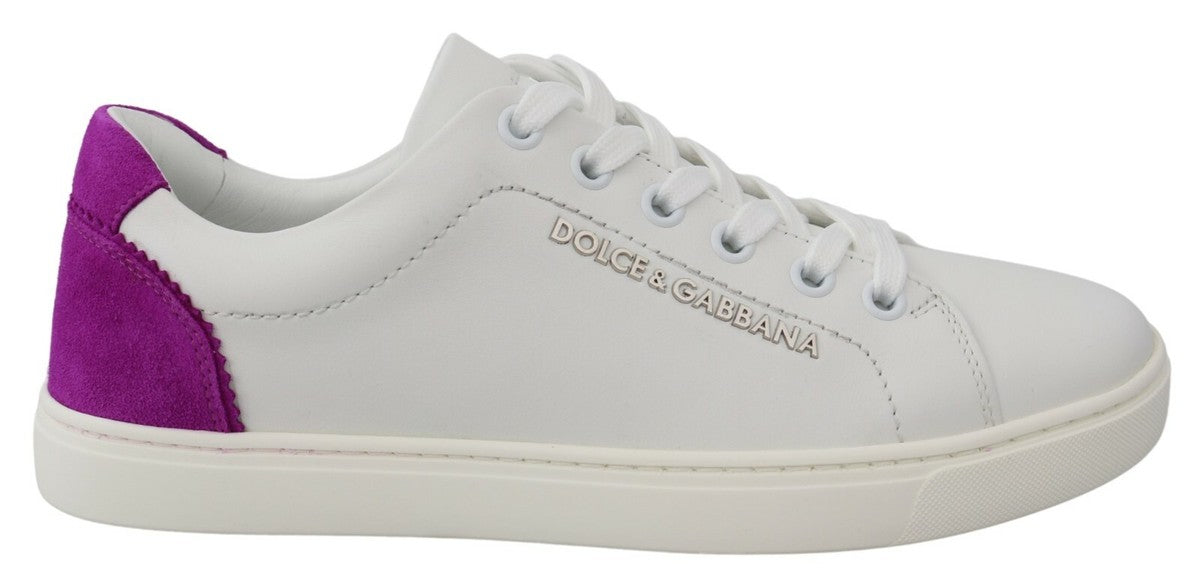 Dolce & Gabbana White Suede Leather Low Top Sneakers Shoes Dolce & Gabbana