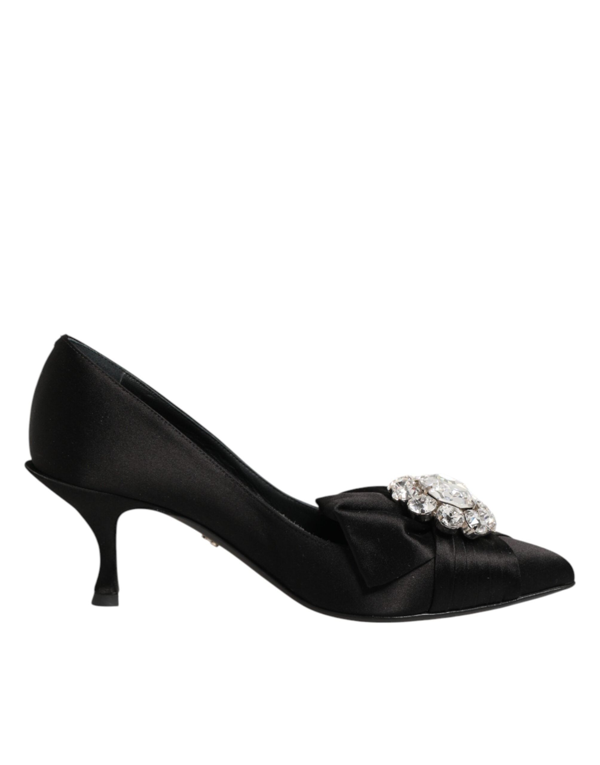 Dolce & Gabbana Black Satin Bow Crystal Embellishment Pumps Shoes Dolce & Gabbana