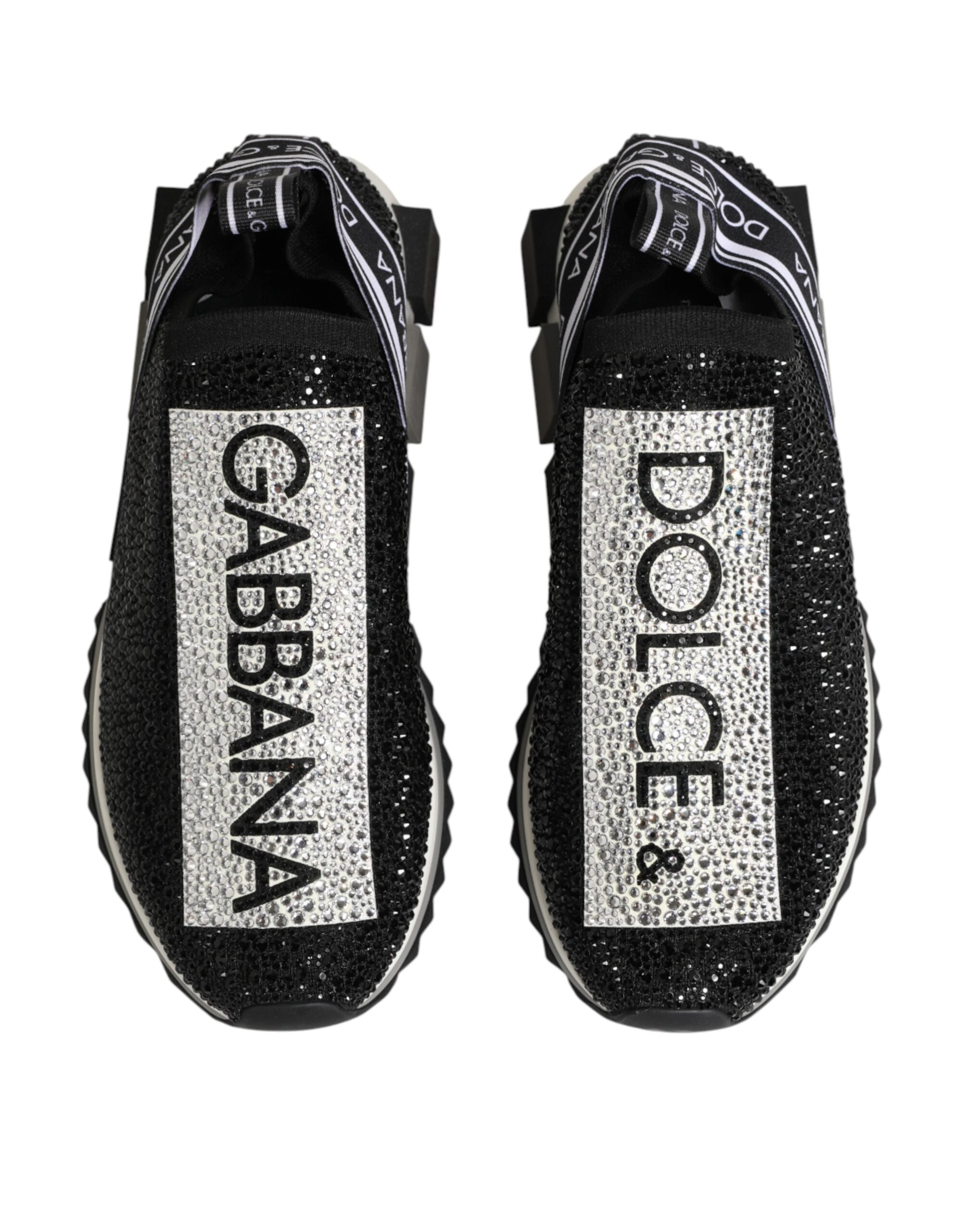 Dolce & Gabbana Black Silver Slip On Sorrento Sneakers Shoes Dolce & Gabbana