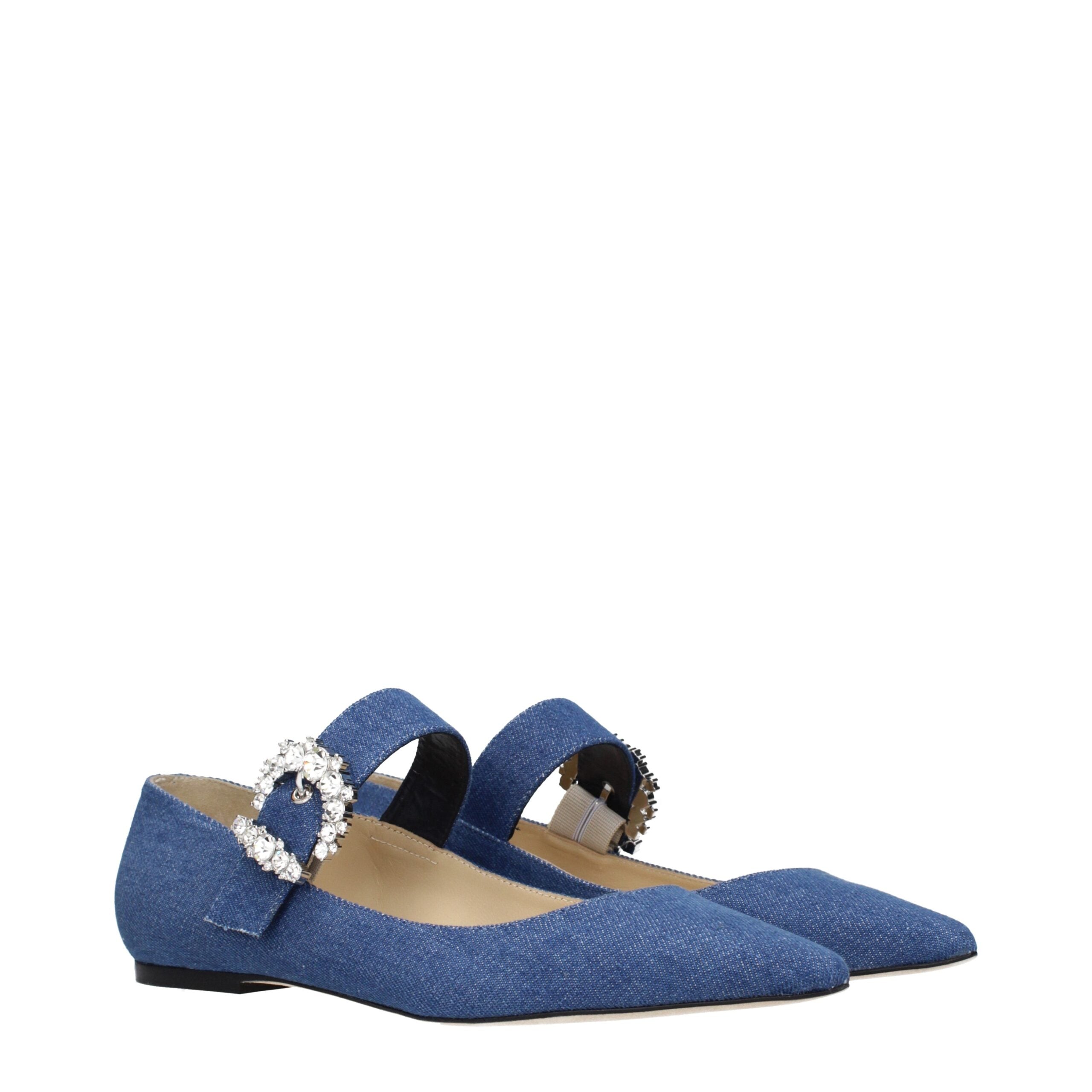 Jimmy Choo Blue Fabric Ballet Flats Jimmy Choo