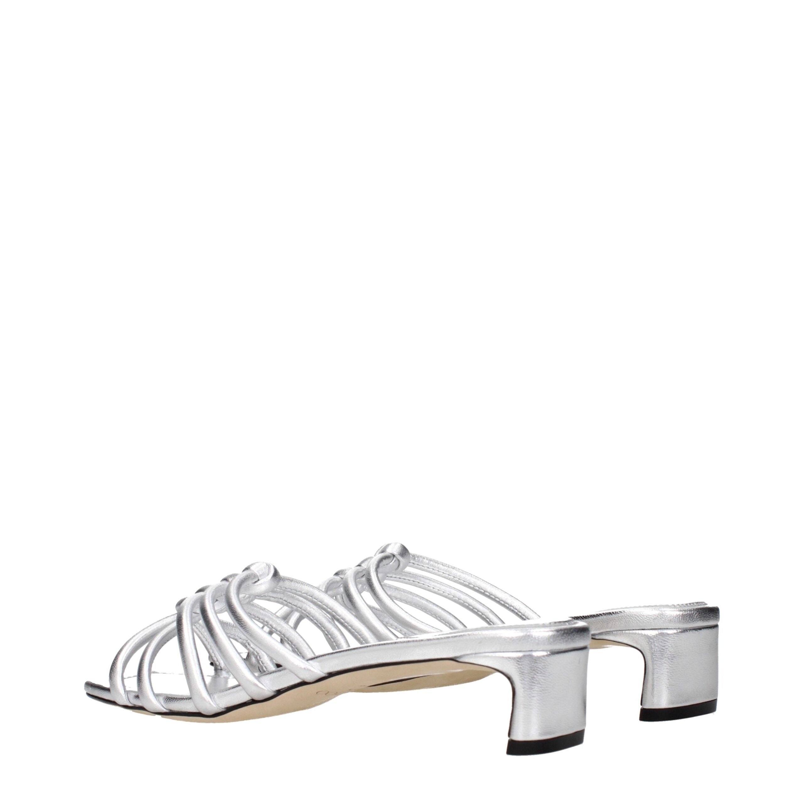 Jimmy Choo Gray Leather Flat Sandals Jimmy Choo