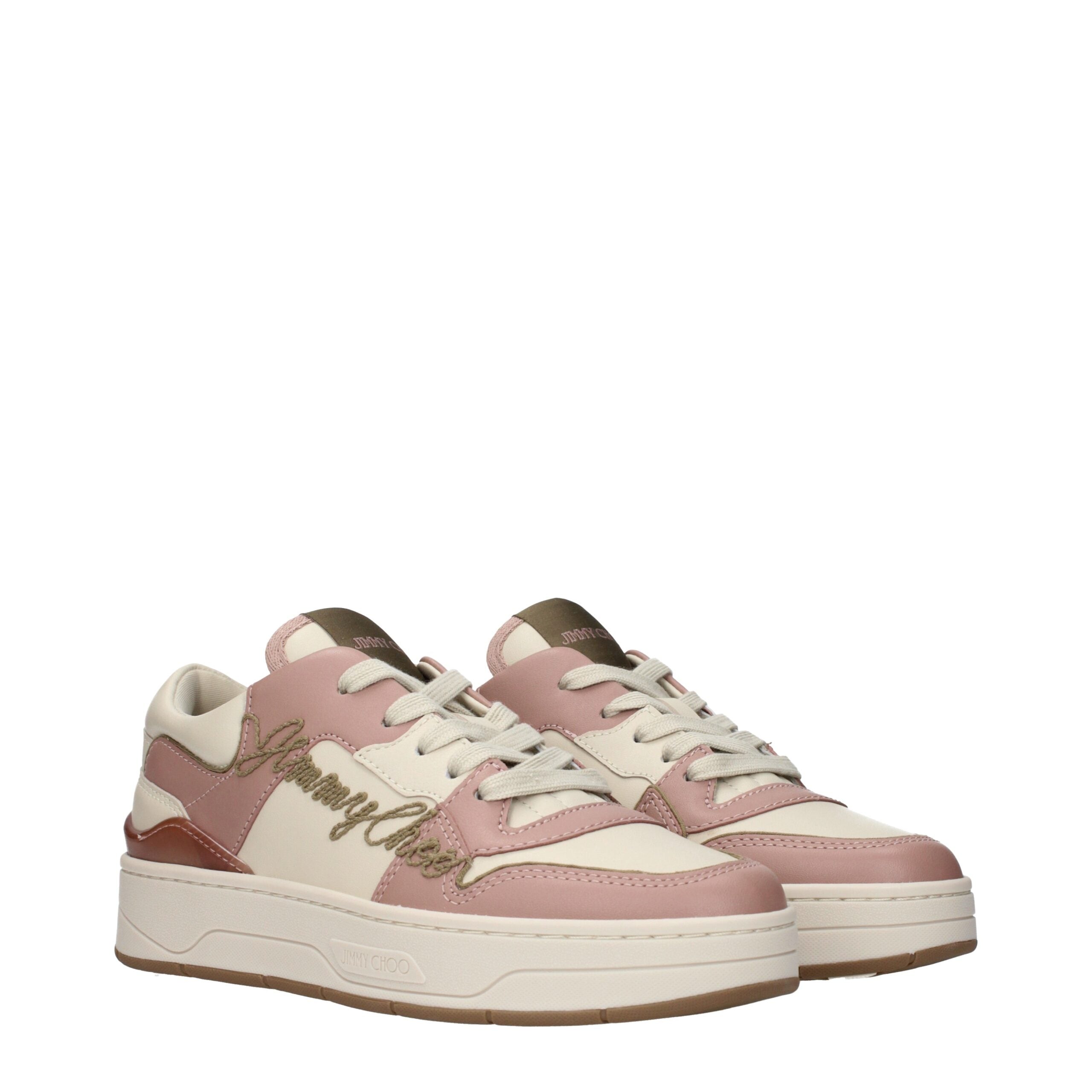 Jimmy Choo Pink Leather Low Top Sneakers Jimmy Choo